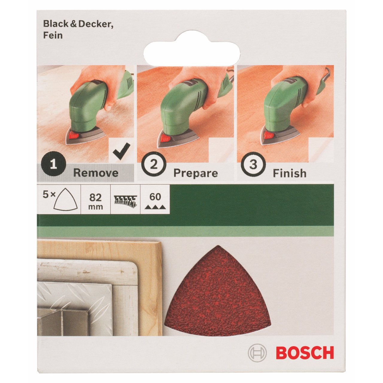 Bosch 2609256A43 feuilles abrasives Delta 82 mm grain 60 x5
