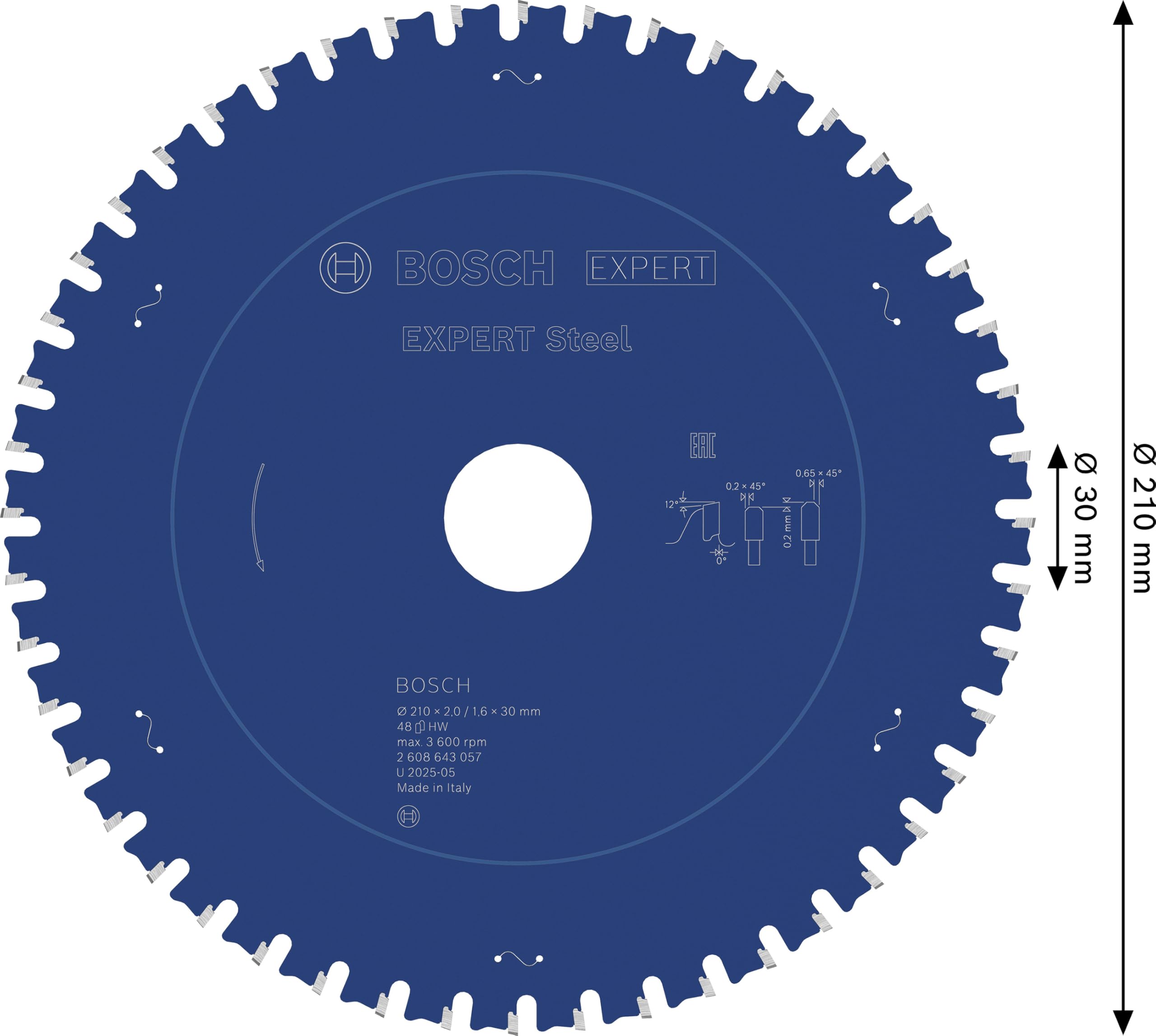 Bosch EXPERT Steel lame scie circulaire 210x30 mm 48 dents acier