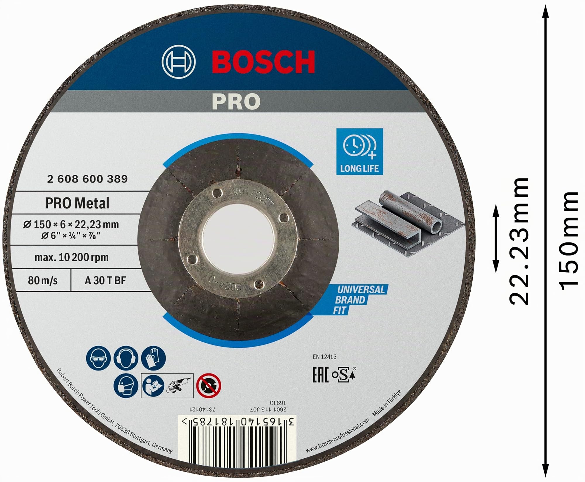 Bosch Abrasifs PRO Metal disque abrasif 150 mm acier