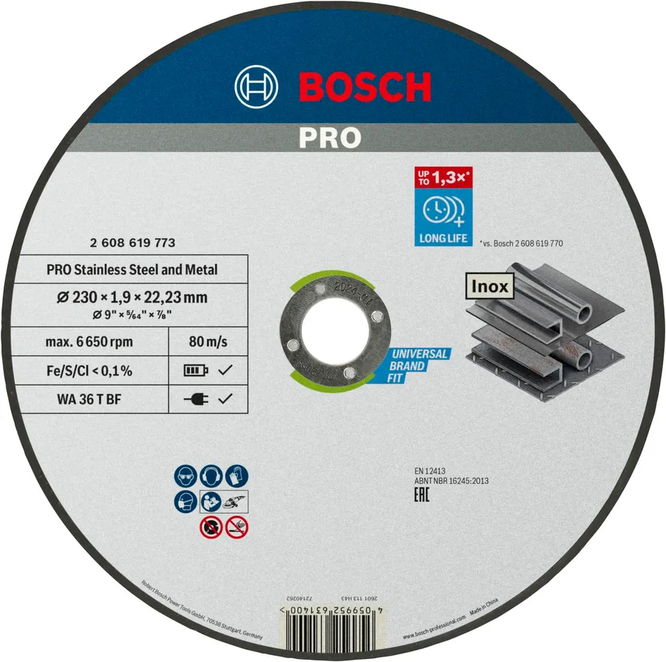 Bosch Professional disque tronçonner inox 230 mm x1.9
