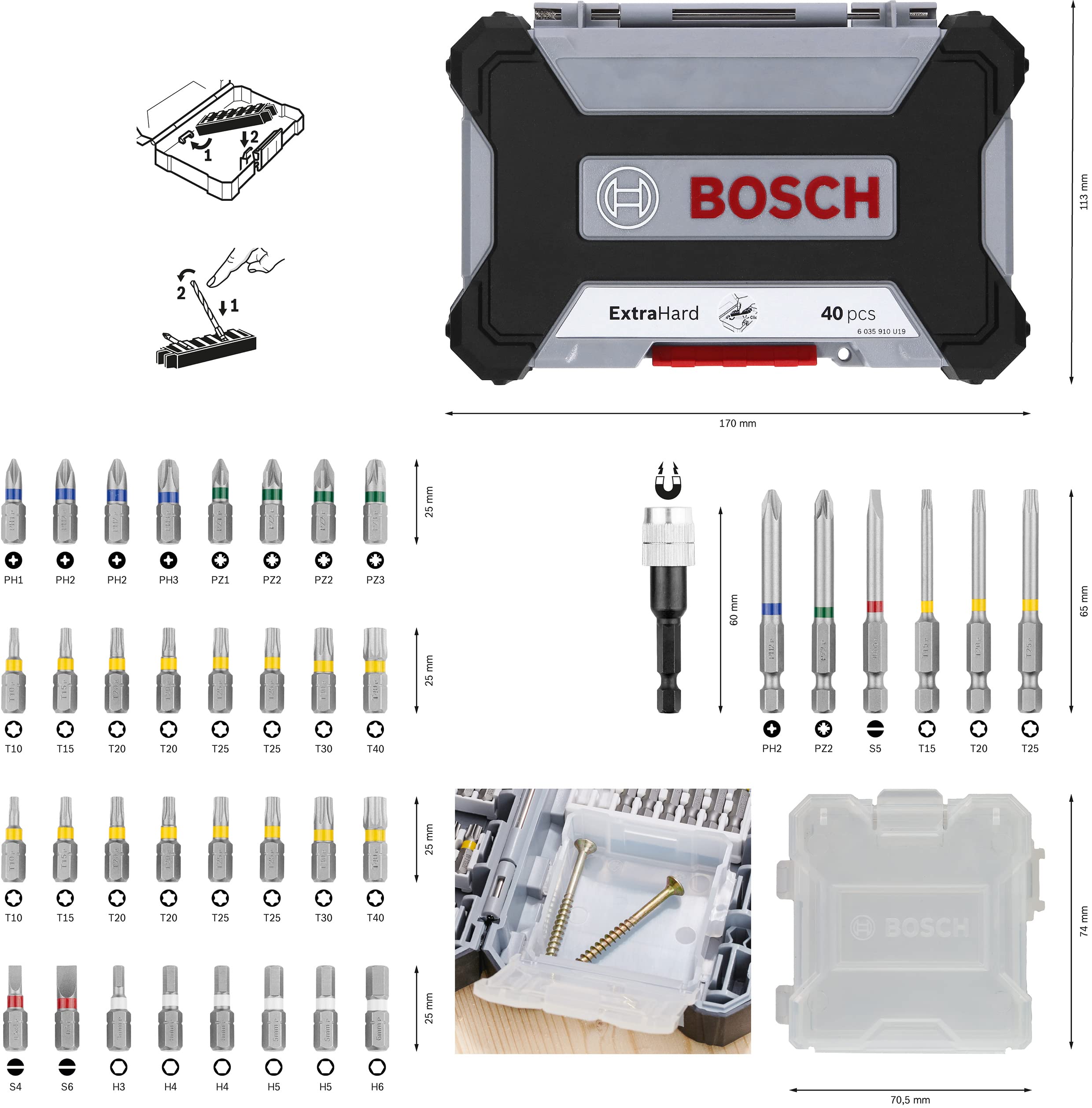 Bosch Pick and Click kit embouts 40 pièces