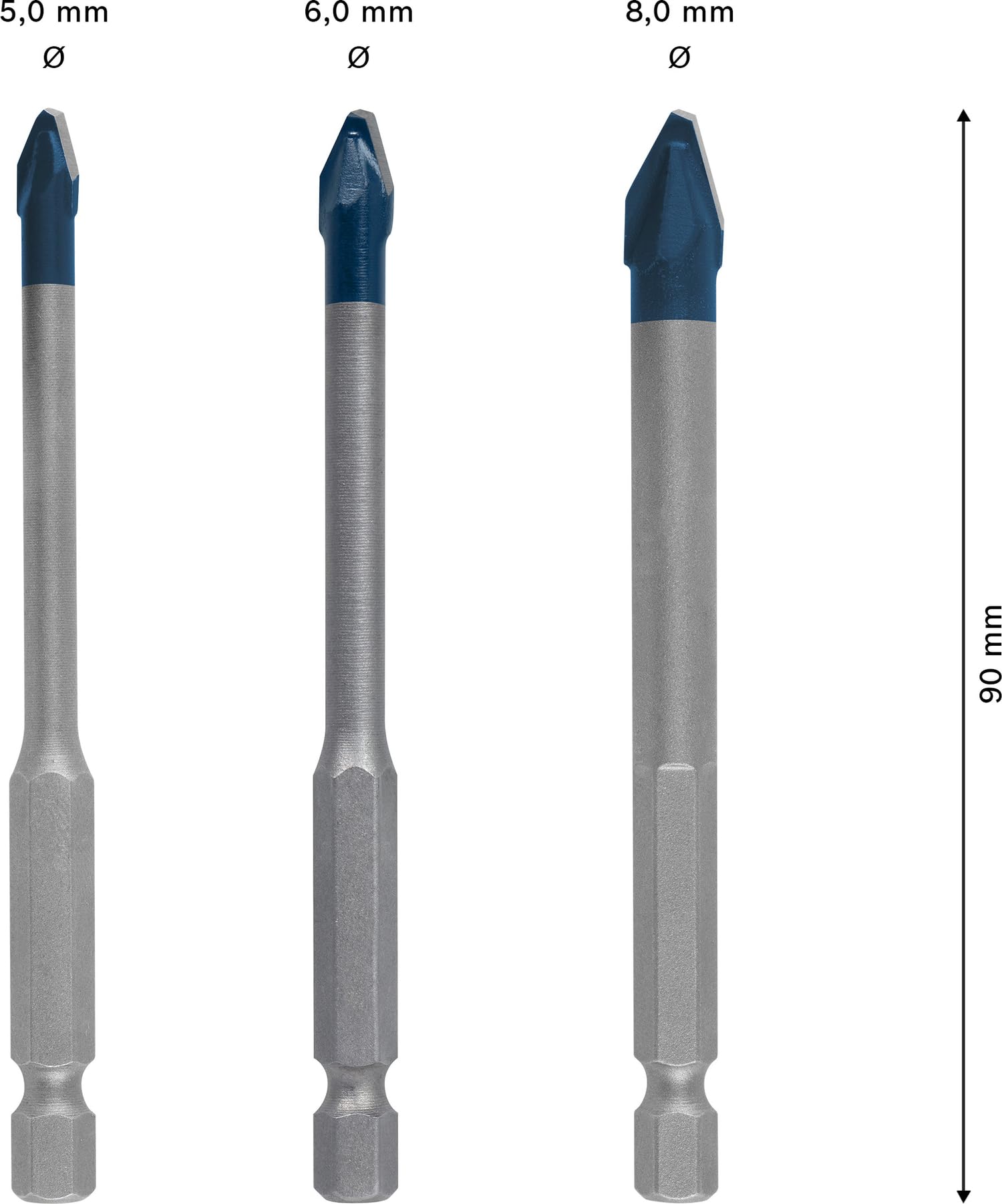 Bosch EXPERT HEX-9 foret carrelage kit 5/6/8 mm 3 pièces