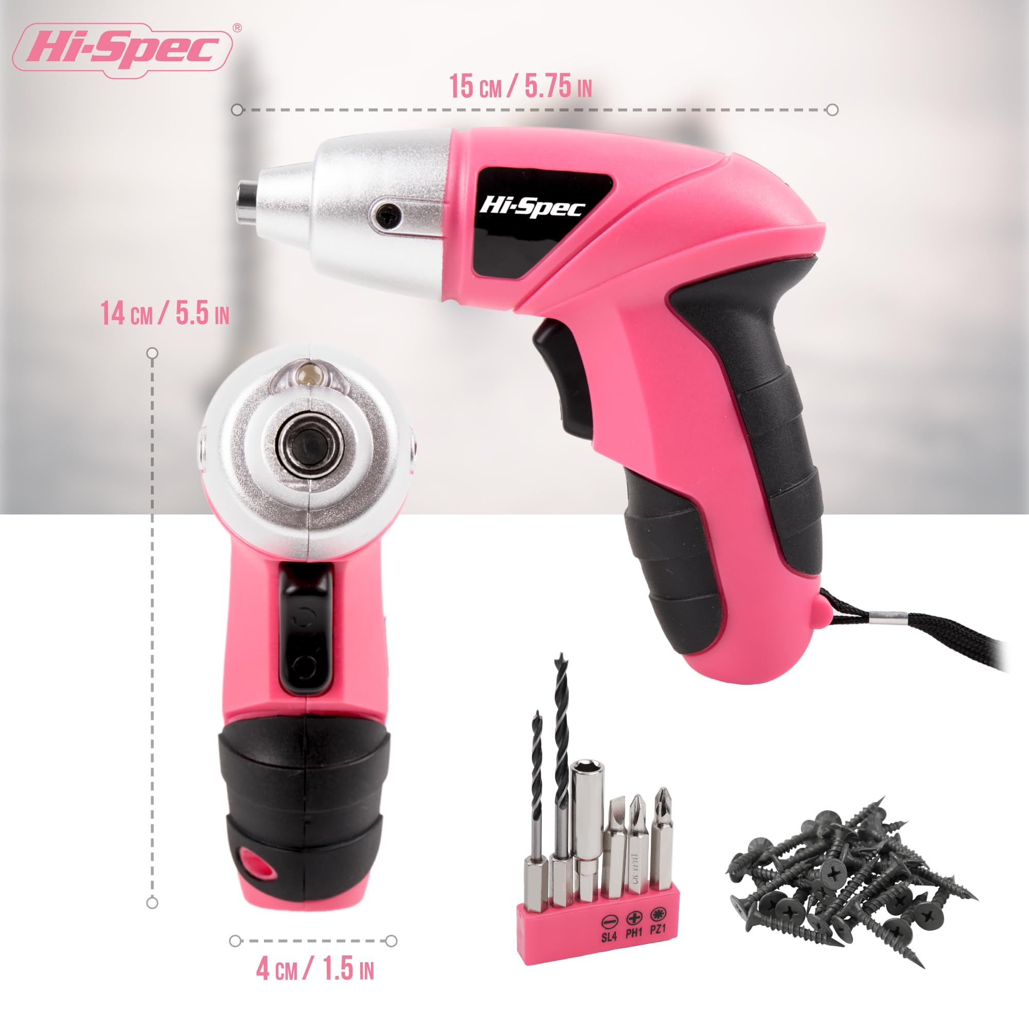 Hi-Spec Cordless Screwdrivers visseuse 3,6 V rose kit 24 pcs