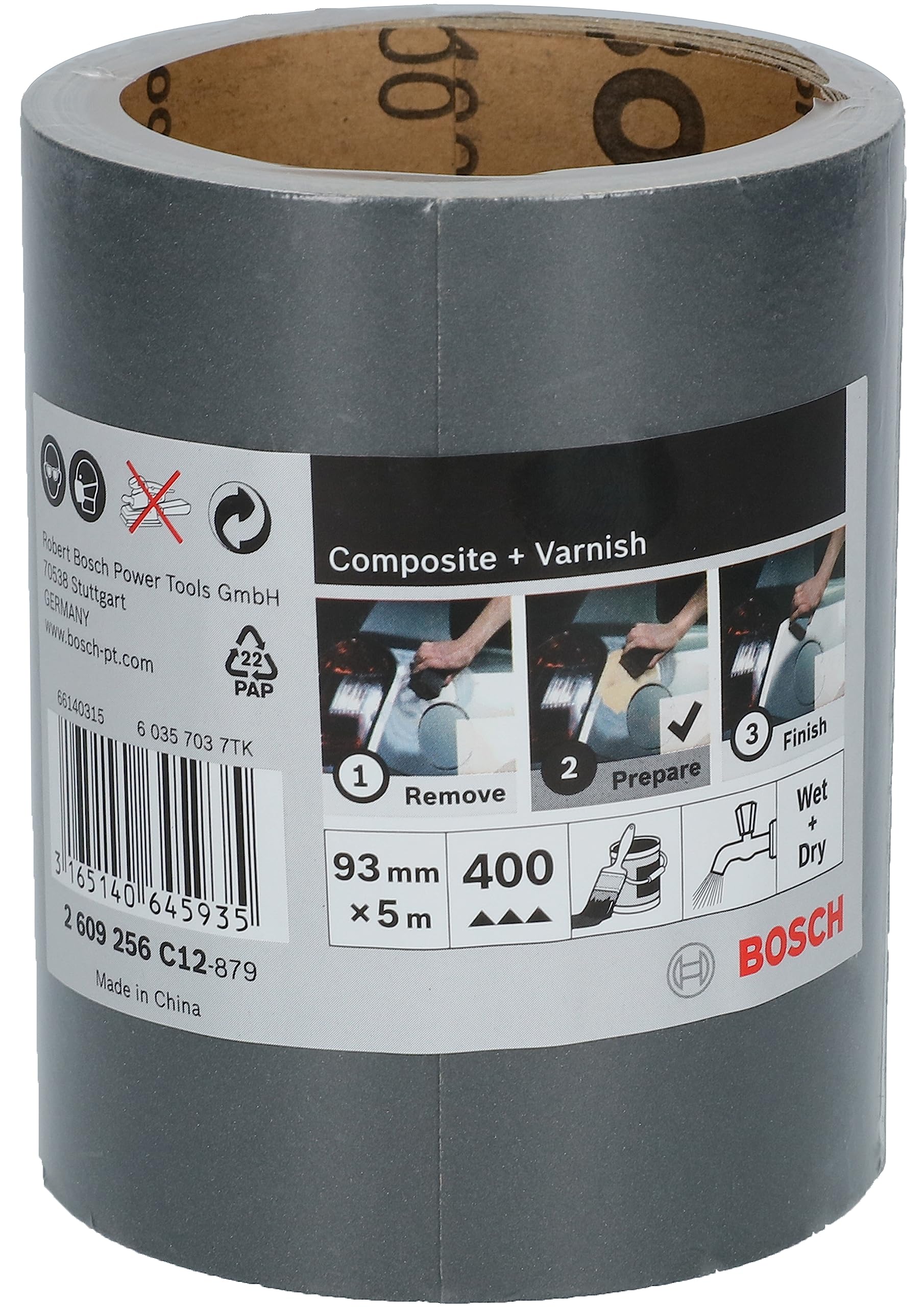 Bosch Rouleau abrasif SiC 93 mm x 5 m P400 résistant eau
