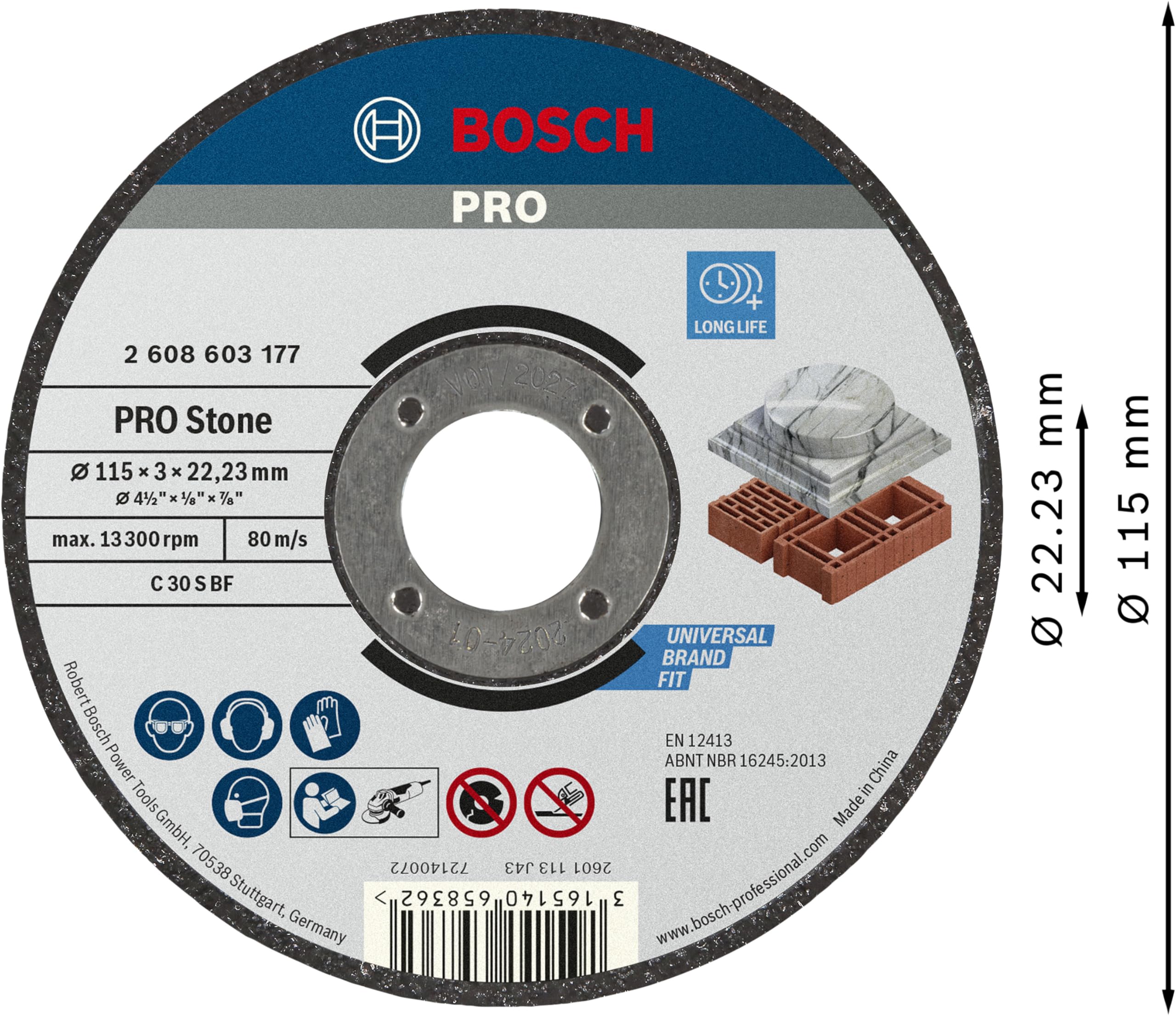 Bosch PRO Stone disque à tronçonner pierre 115 mm