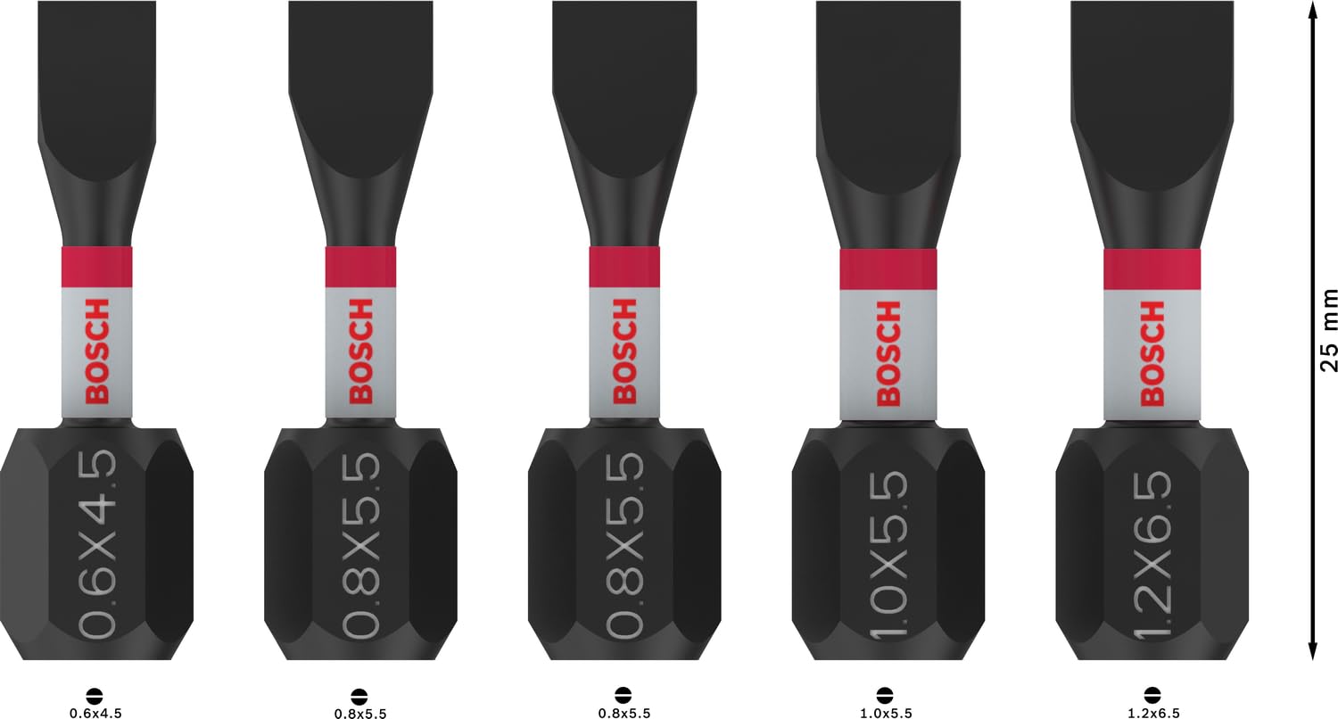 Bosch PRO Impact embout fendu SL 25 mm lot 5 pièces 1/4"