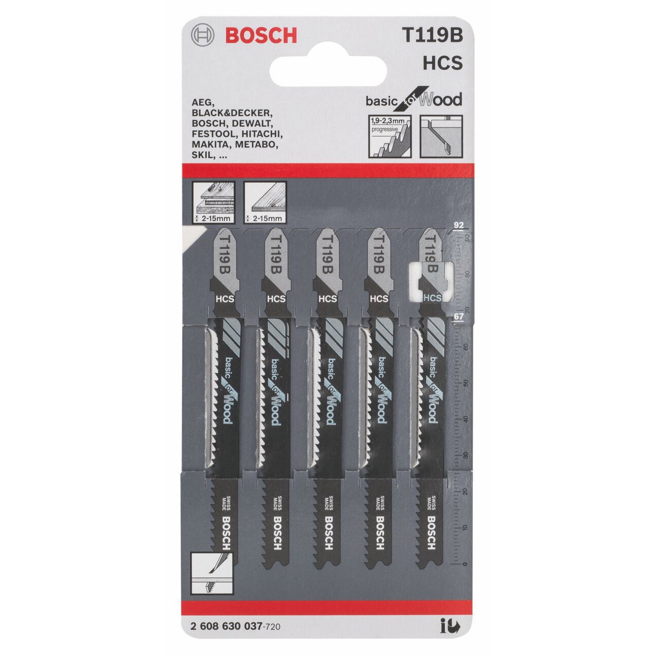 Bosch T119B Lame Scie Sauteuse Bois x5 Droite
