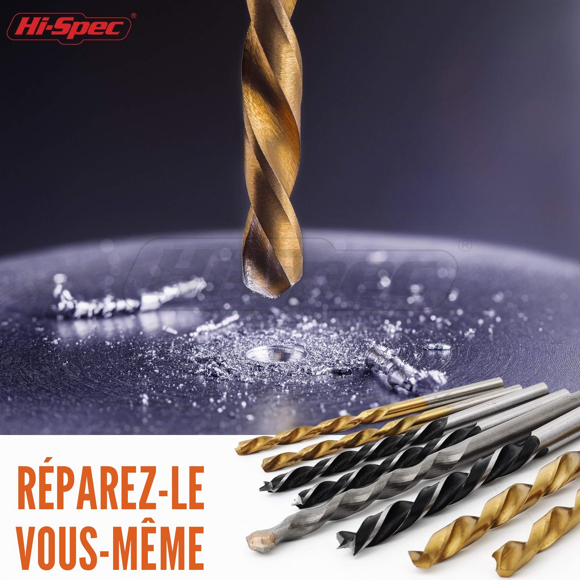 Hi-Spec Screwdriver Bit Sets 130 pièces coffret HSS titane
