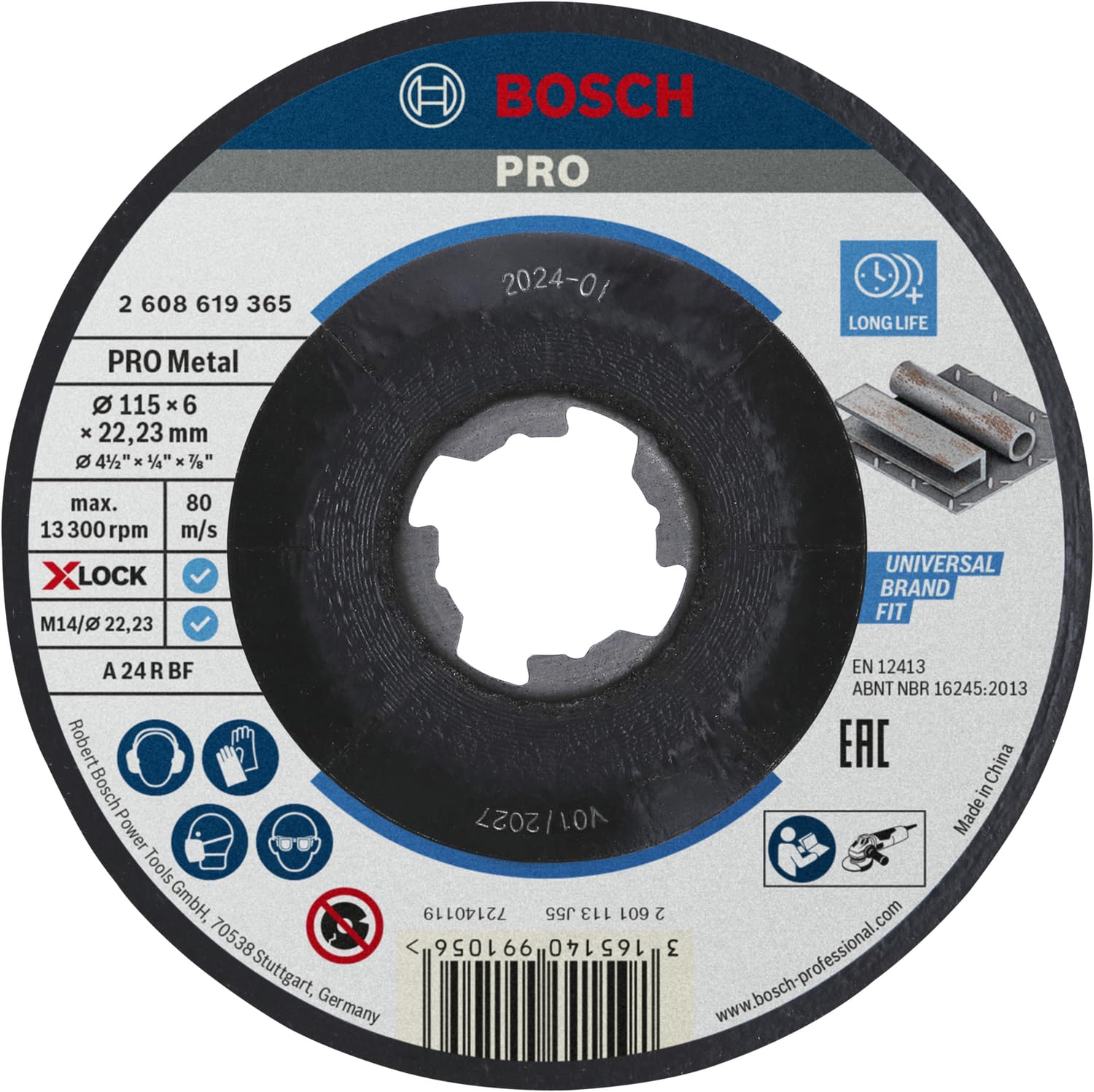 Bosch PRO Metal disque ébarber X-Lock 115 mm
