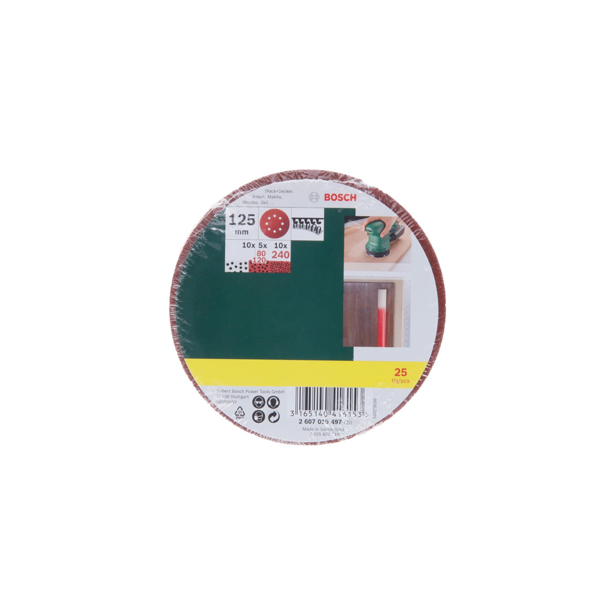Bosch 125 mm feuilles abrasives excentrique grain 80-120 25 pcs