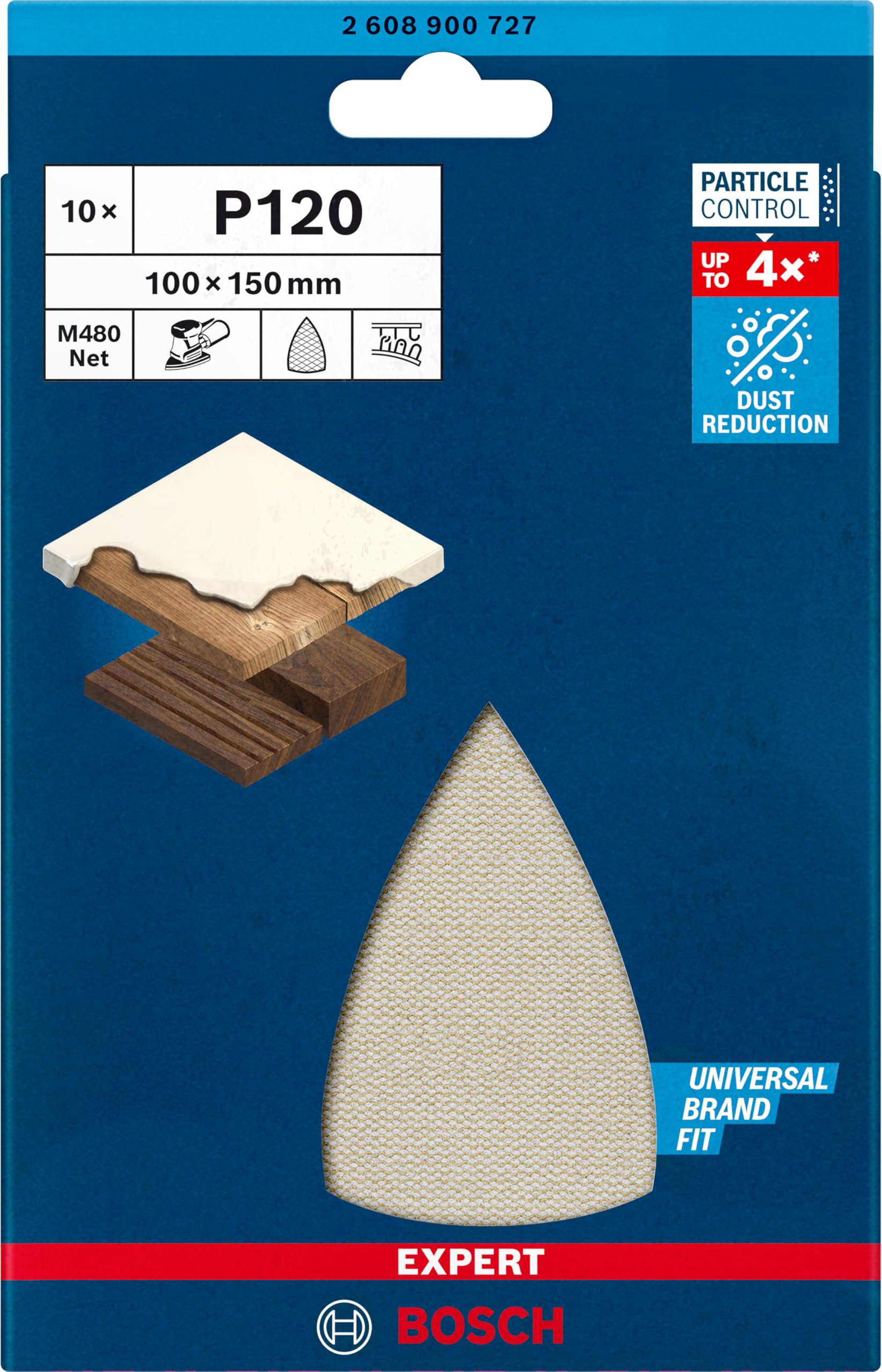Bosch EXPERT M480 abrasif réticulé 100x150 grain 120 lot 10
