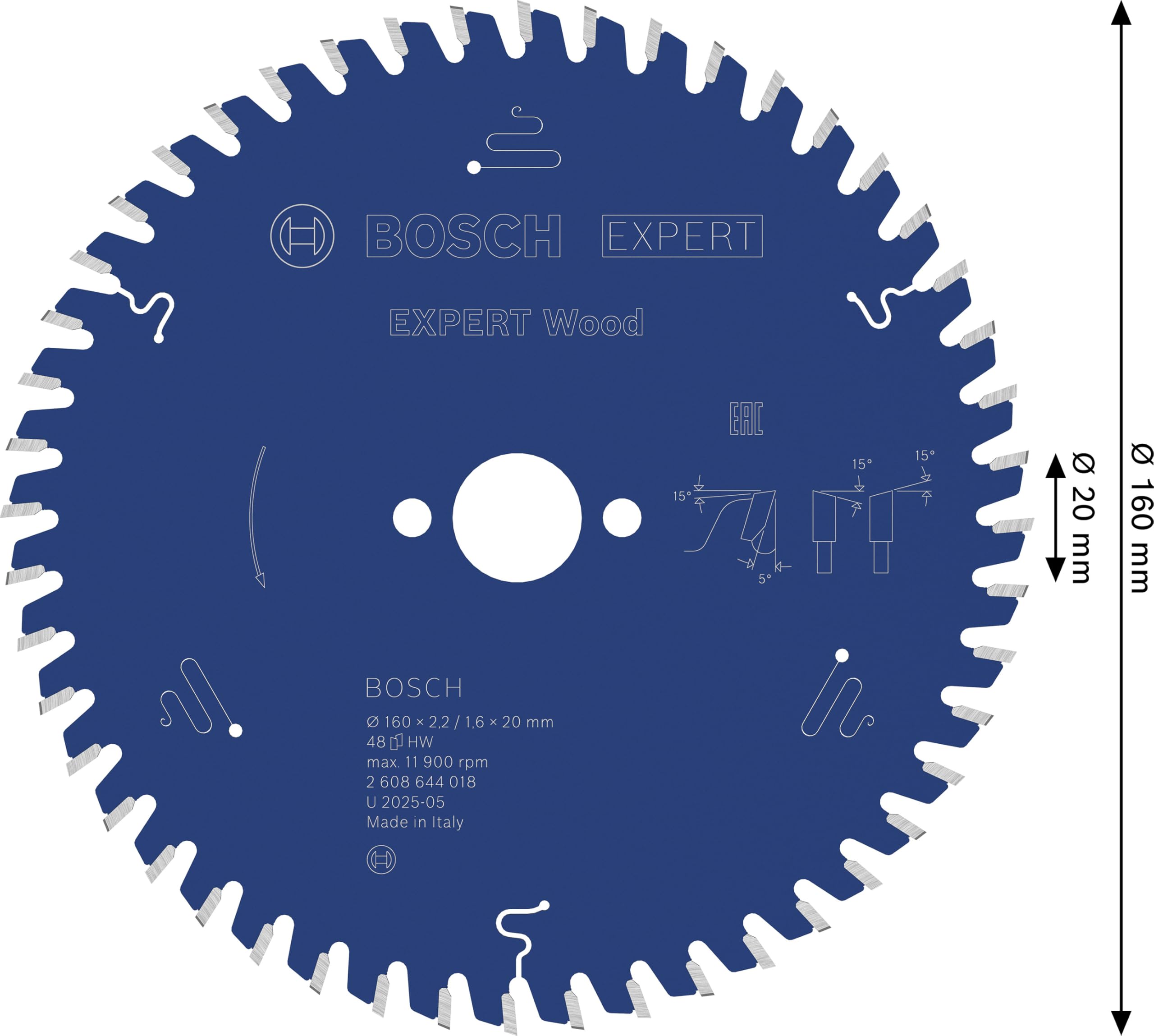 Bosch EXPERT Wood lame scie circulaire 160x20 mm T48 bois