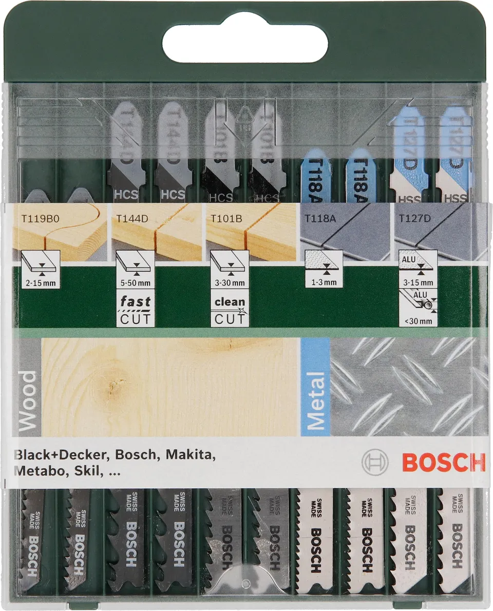 Bosch Wood and Metal Jeu lames scie sauteuse 10 pièces