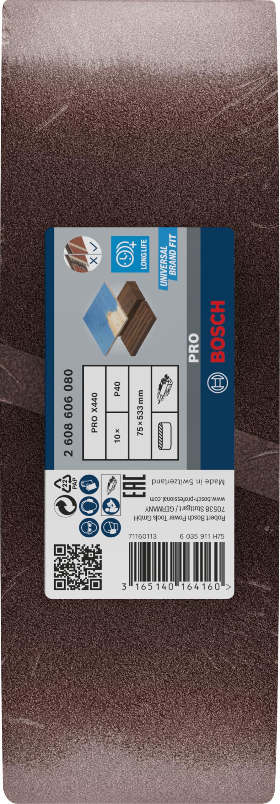 Bosch Feuilles abrasives 75x533 mm grain 40 lot 10