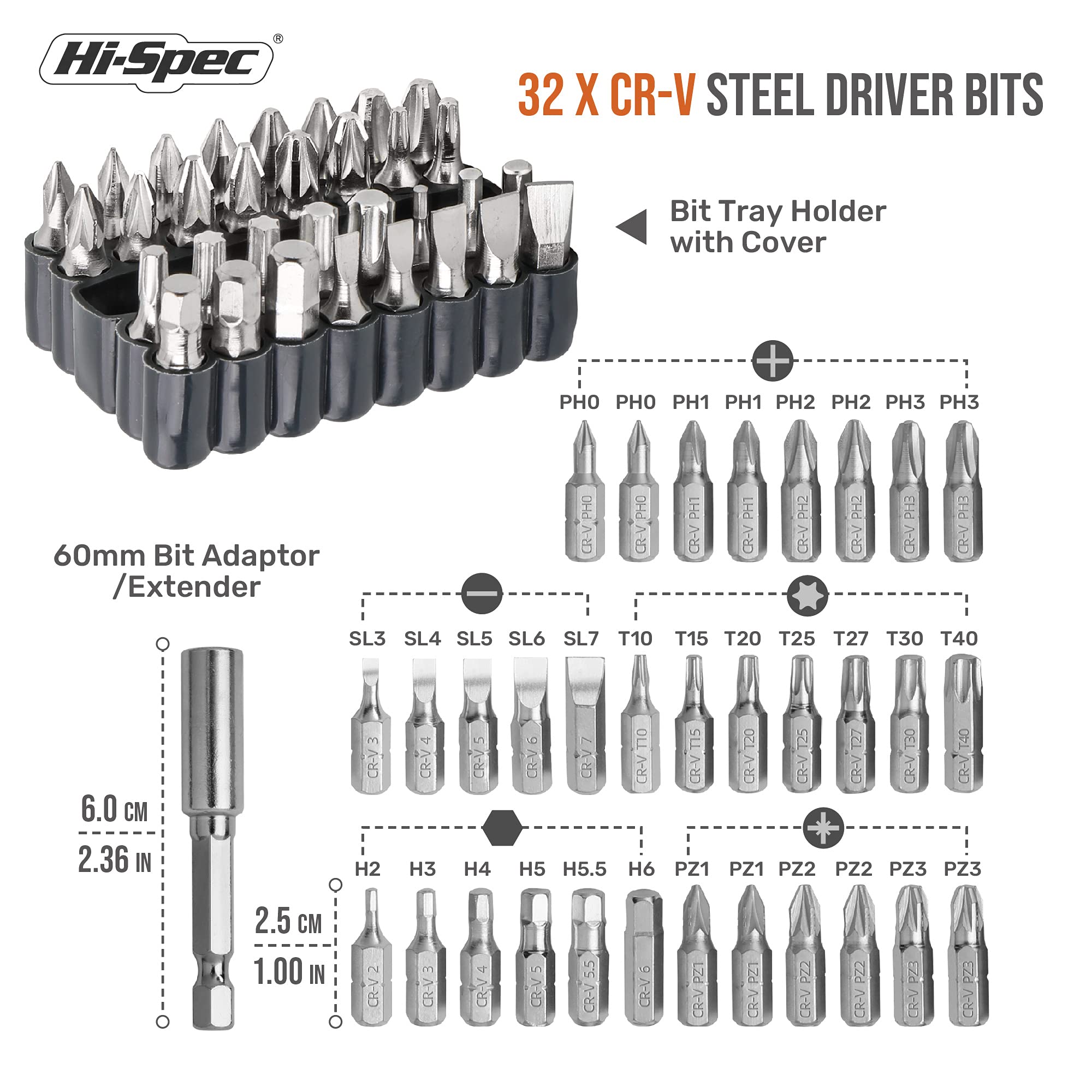 Hi-Spec visseuse sans fil 3,6V 33 embouts USB housse
