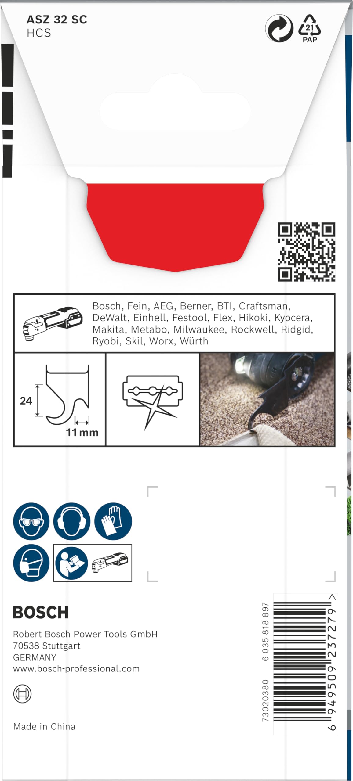Bosch Accessoires multifonctions cutter ASZ 32 SC moquette