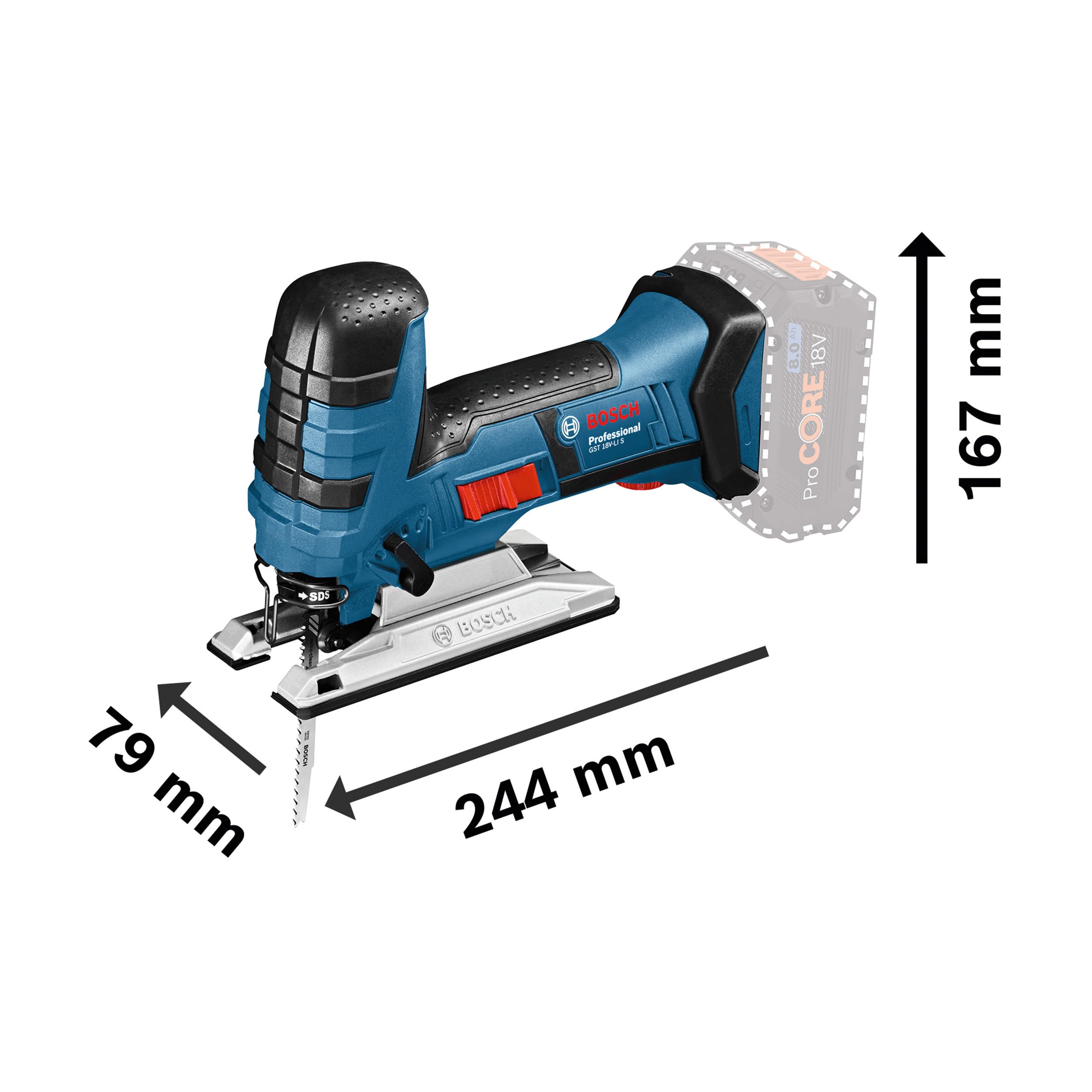 Bosch GST 18V-LI S scie sauteuse solo carton poignée champignon