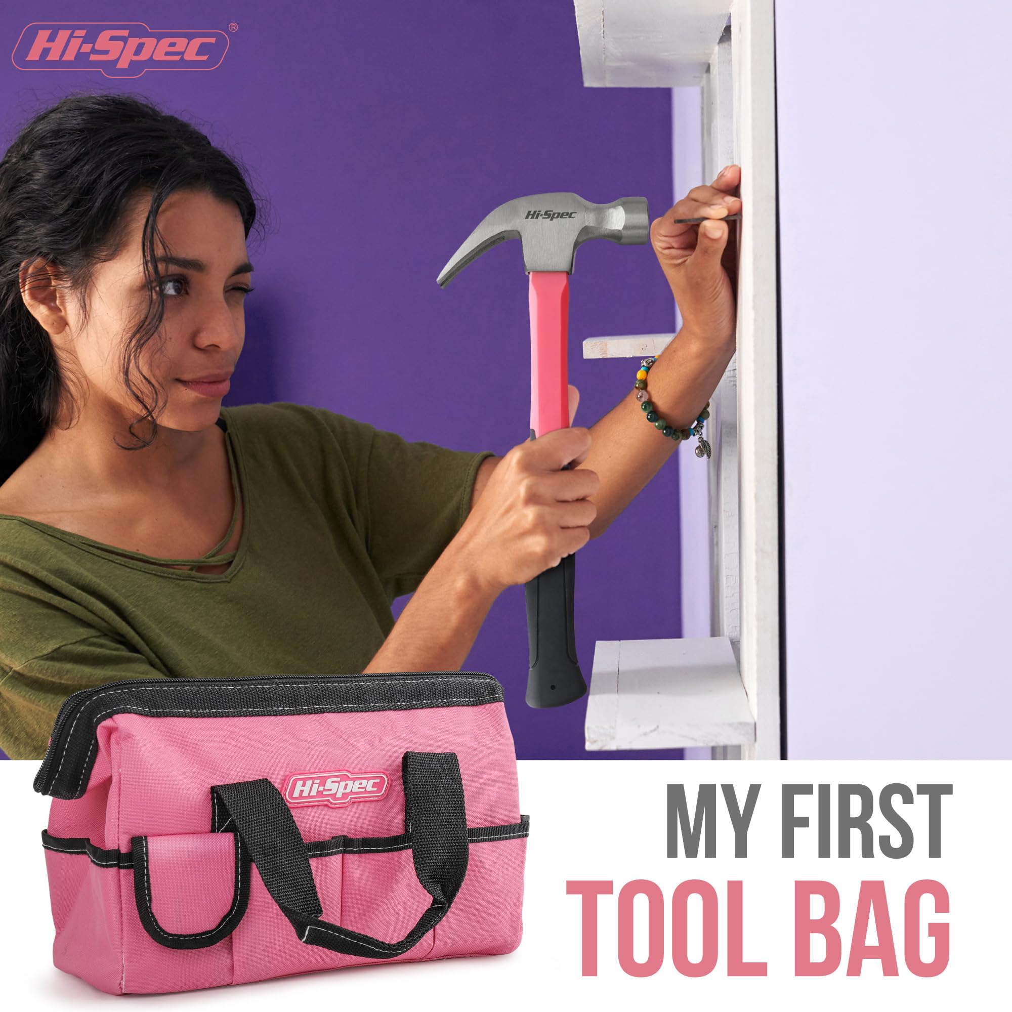 Hi-Spec Tool Kits kit outils 16 pièces rose sac zippé