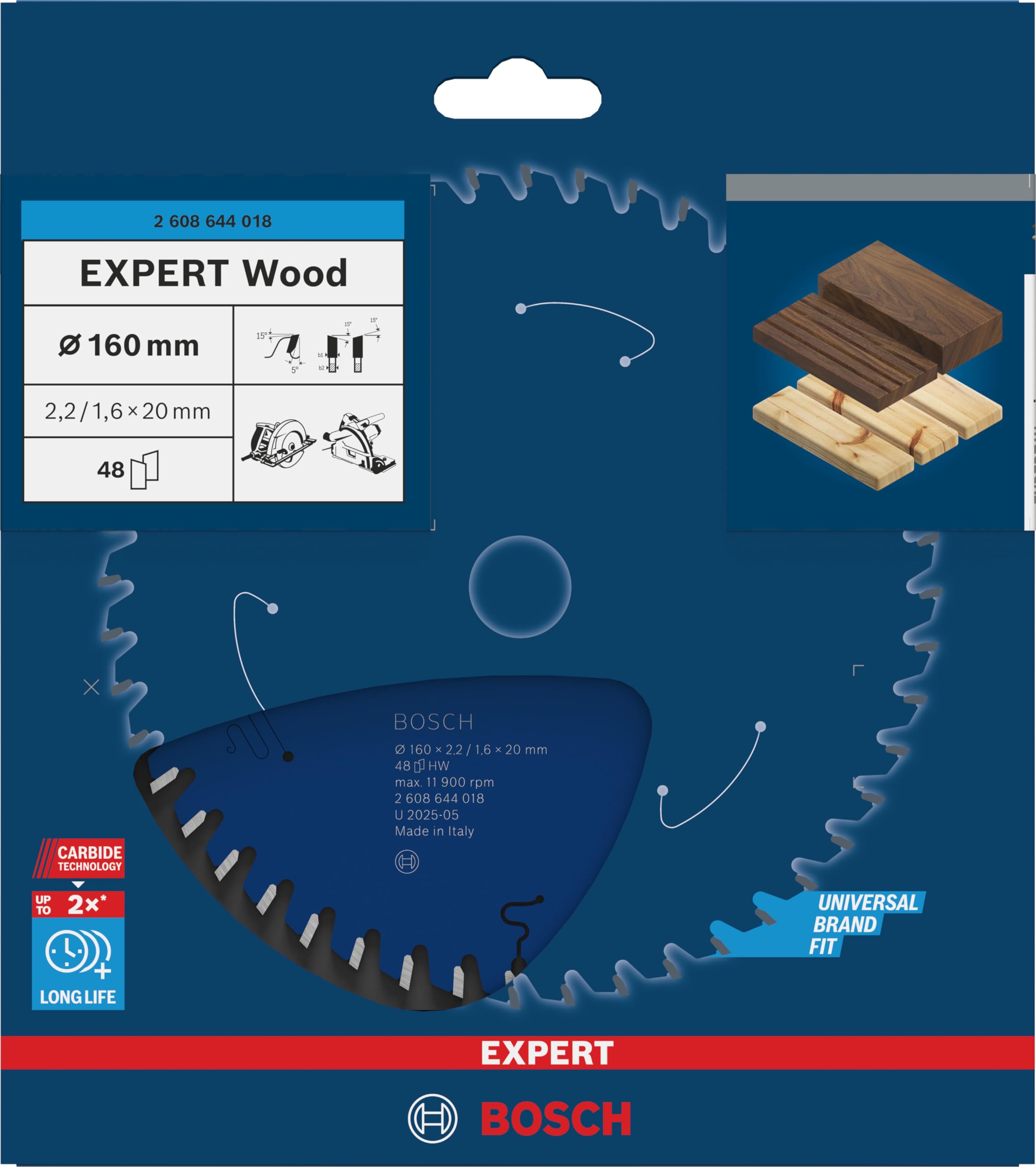 Bosch EXPERT Wood lame scie circulaire 160x20 mm T48 bois