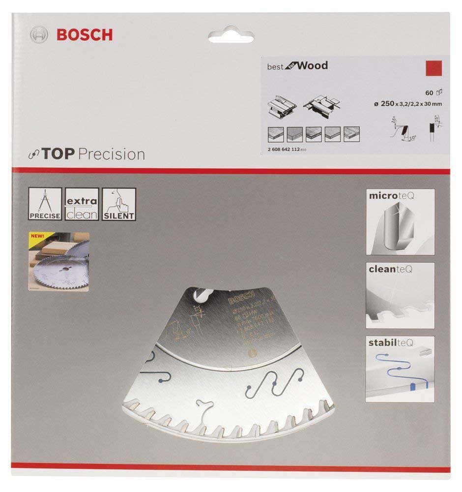 Bosch Top Precision Lame Scie Circulaire 250x30mm 60 Dents Bois