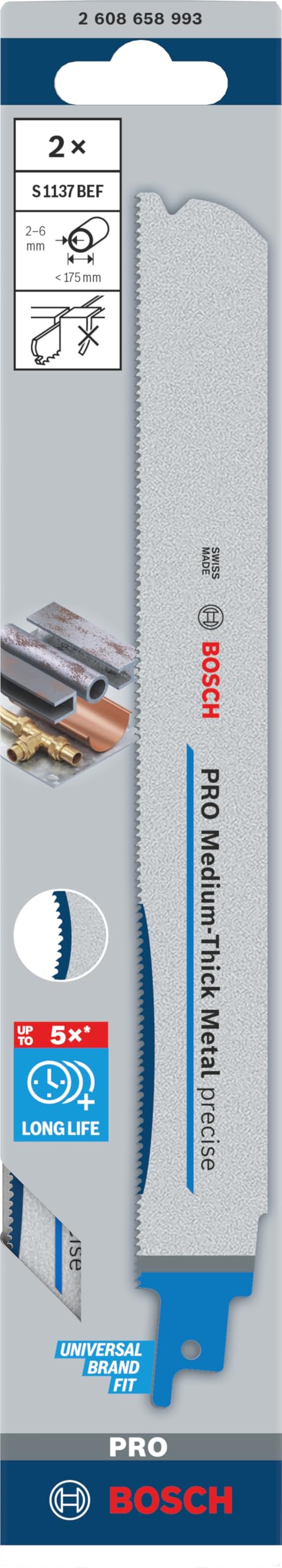 Bosch PRO S1137BEF lame scie sabre 225 mm lot 2 métal