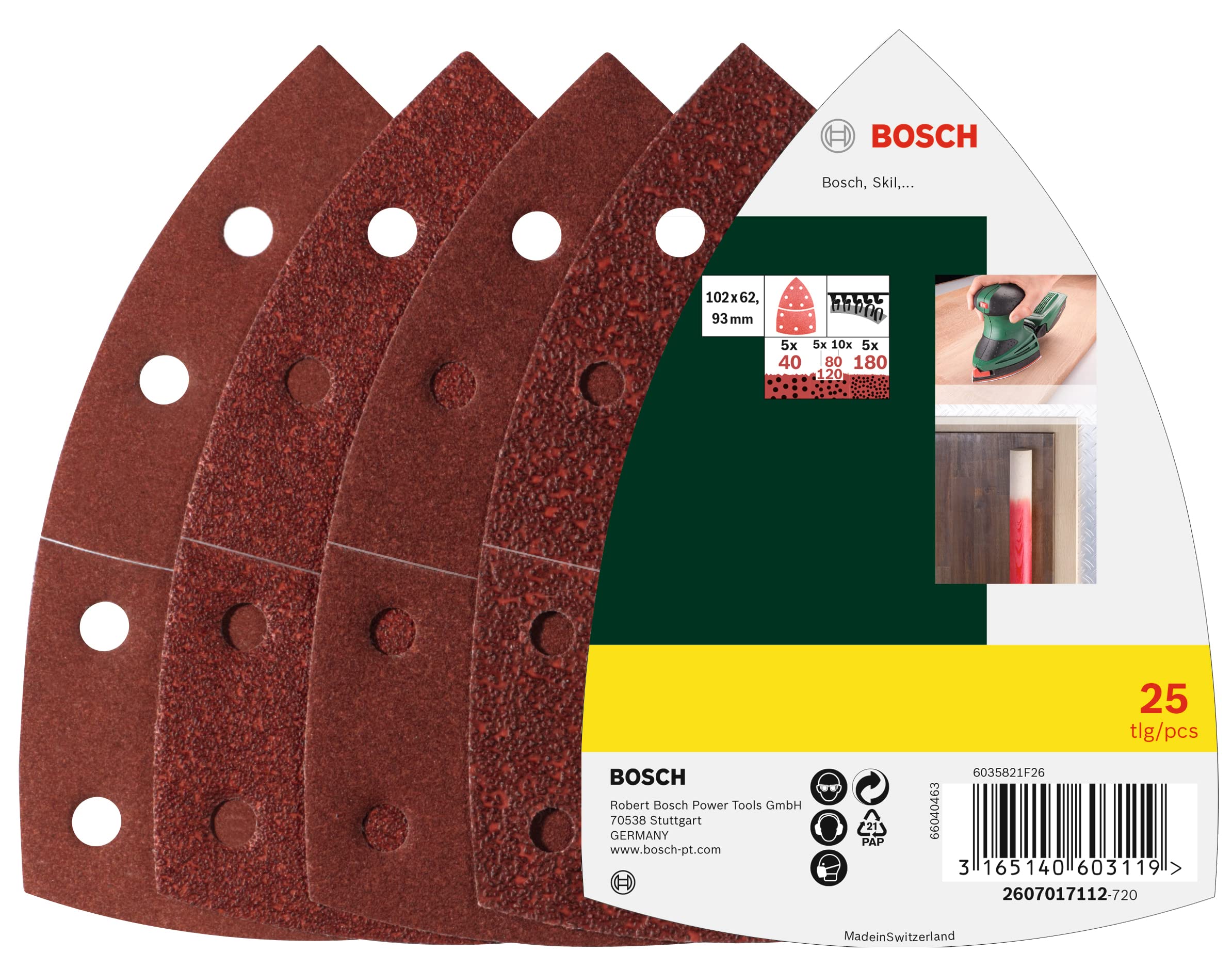 Bosch Abrasifs 25x Disques abrasifs 102x62 mm grains 40-180