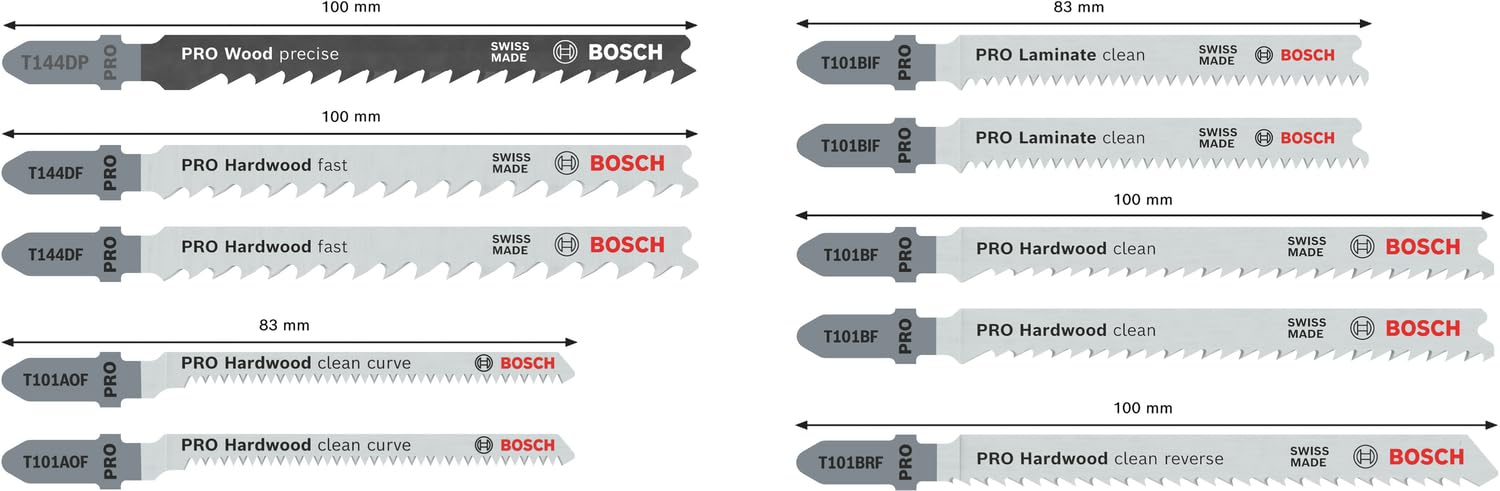 Bosch PRO Hardwood coffret lames scie sauteuse 83 mm lot 10