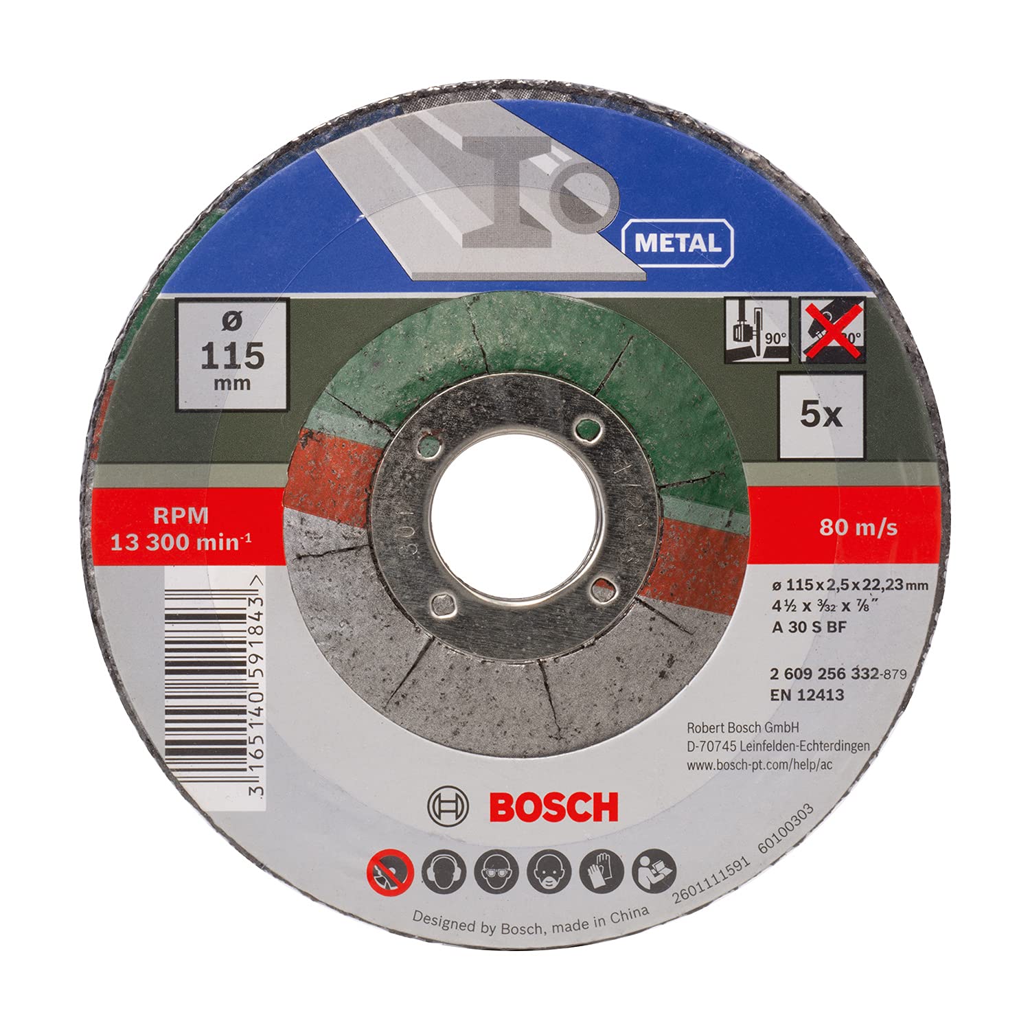 Bosch Disques 5 disques à tronçonner 115x2,5 mm métal