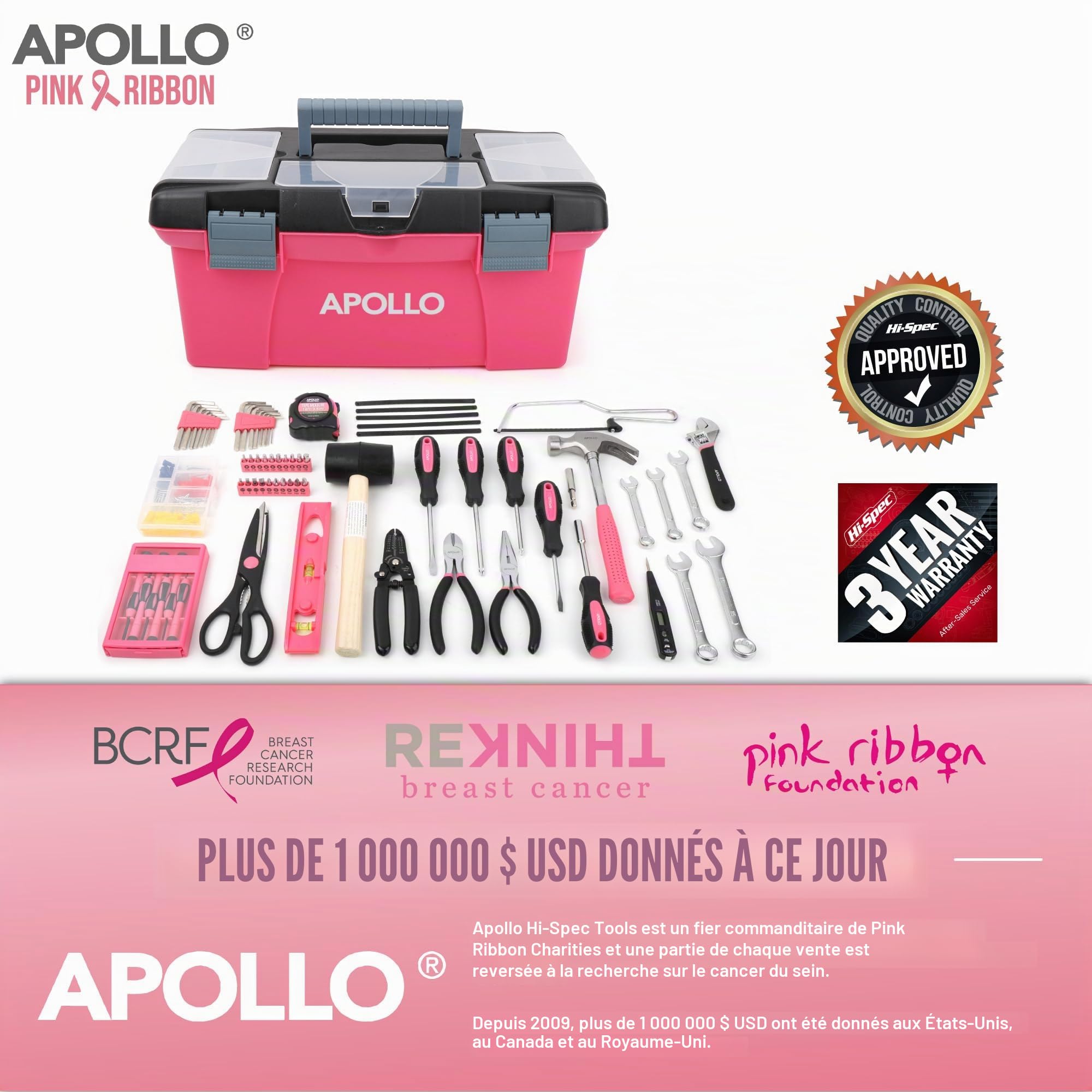 Hi-Spec Tool Kits boîte à outils 170 pièces rose maison