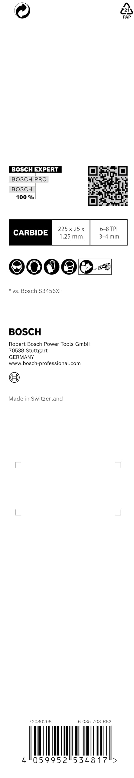 Bosch Expert S1156XHM lame scie sabre 225 mm carbure