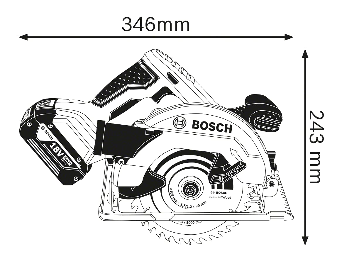 Bosch Scies GKS 18 V-LI scie circulaire 165 mm 2x5,0 Ah