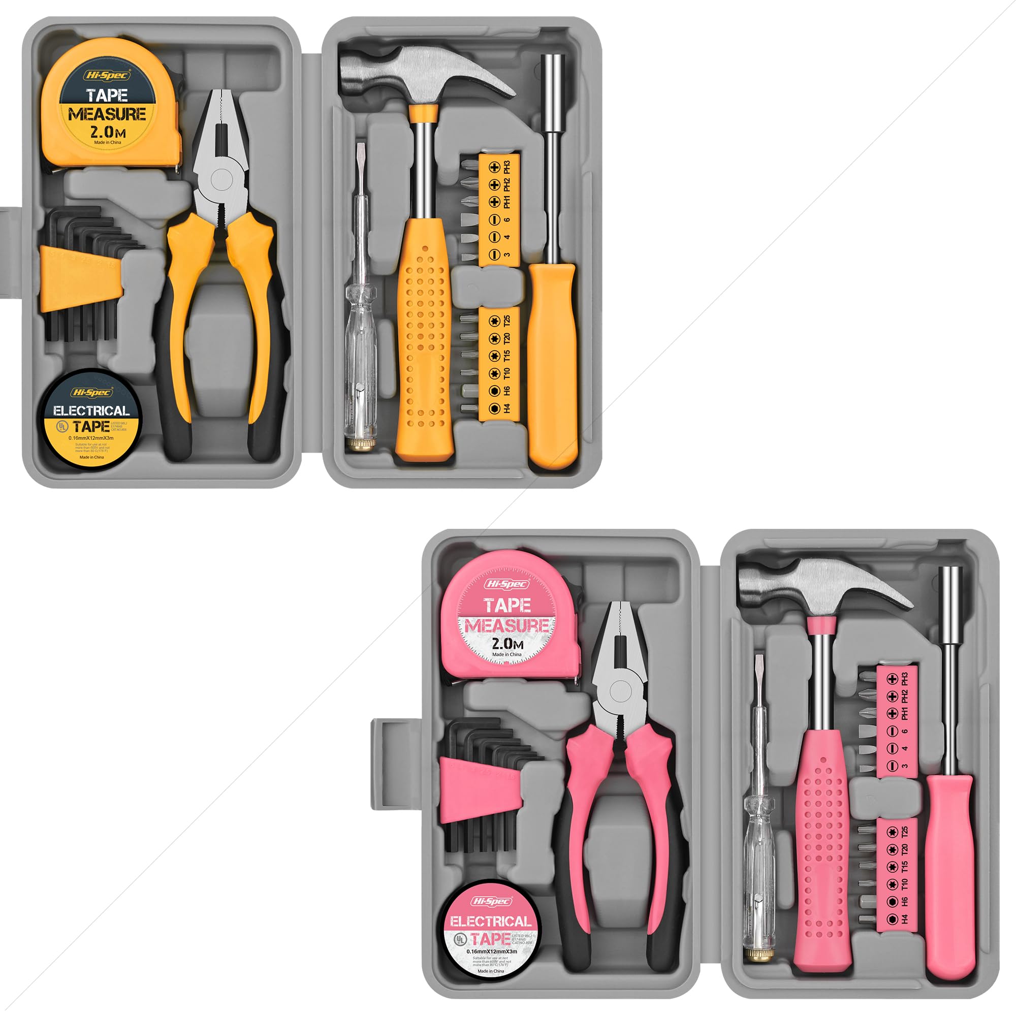 Hi-Spec Tool Kits jaune+rose kit 2x24 pcs maison