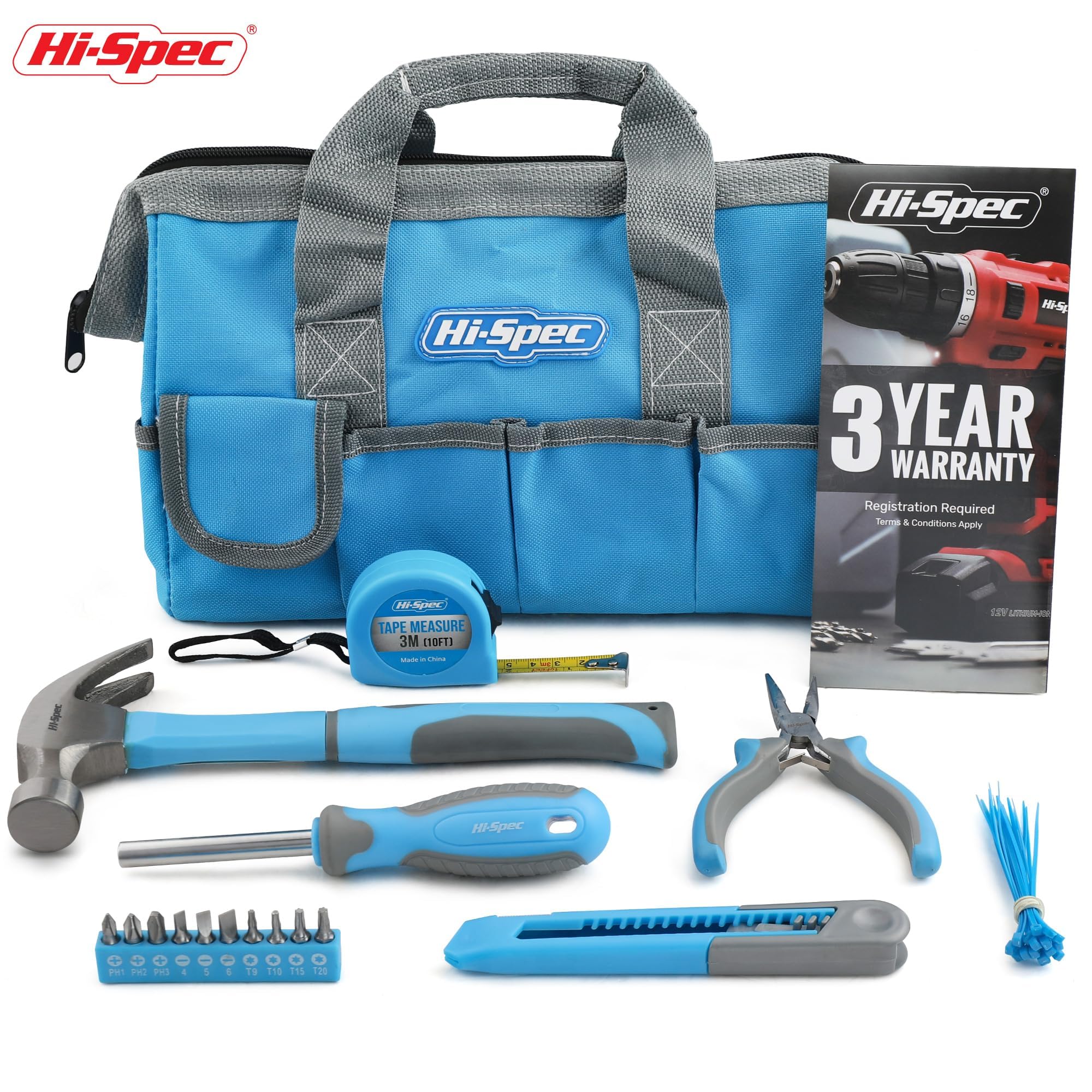 Hi-Spec Kit outils bleu 16 pièces sac maison