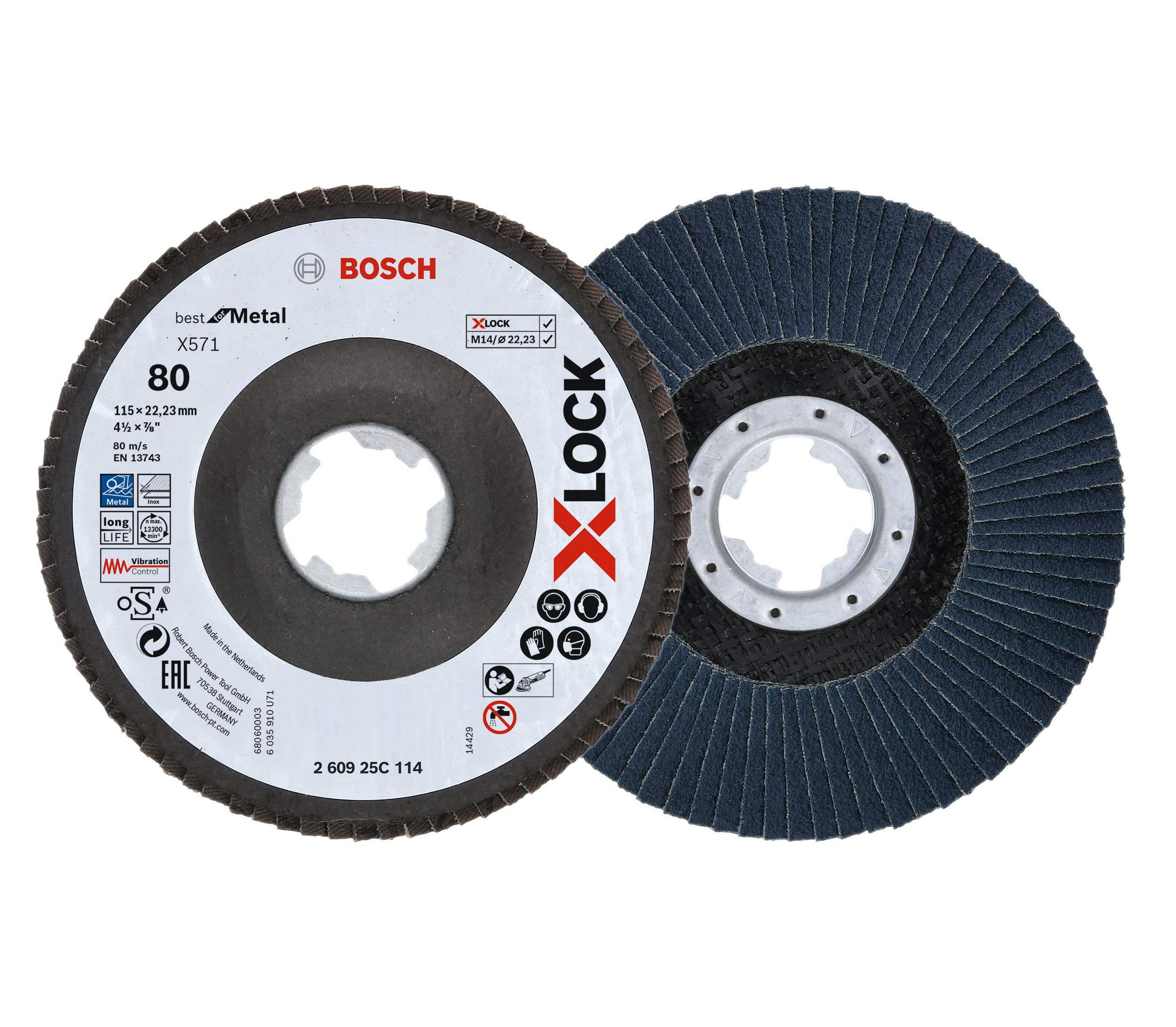Bosch X571 disque à lamelles métal 125 mm grain 40 lot 2