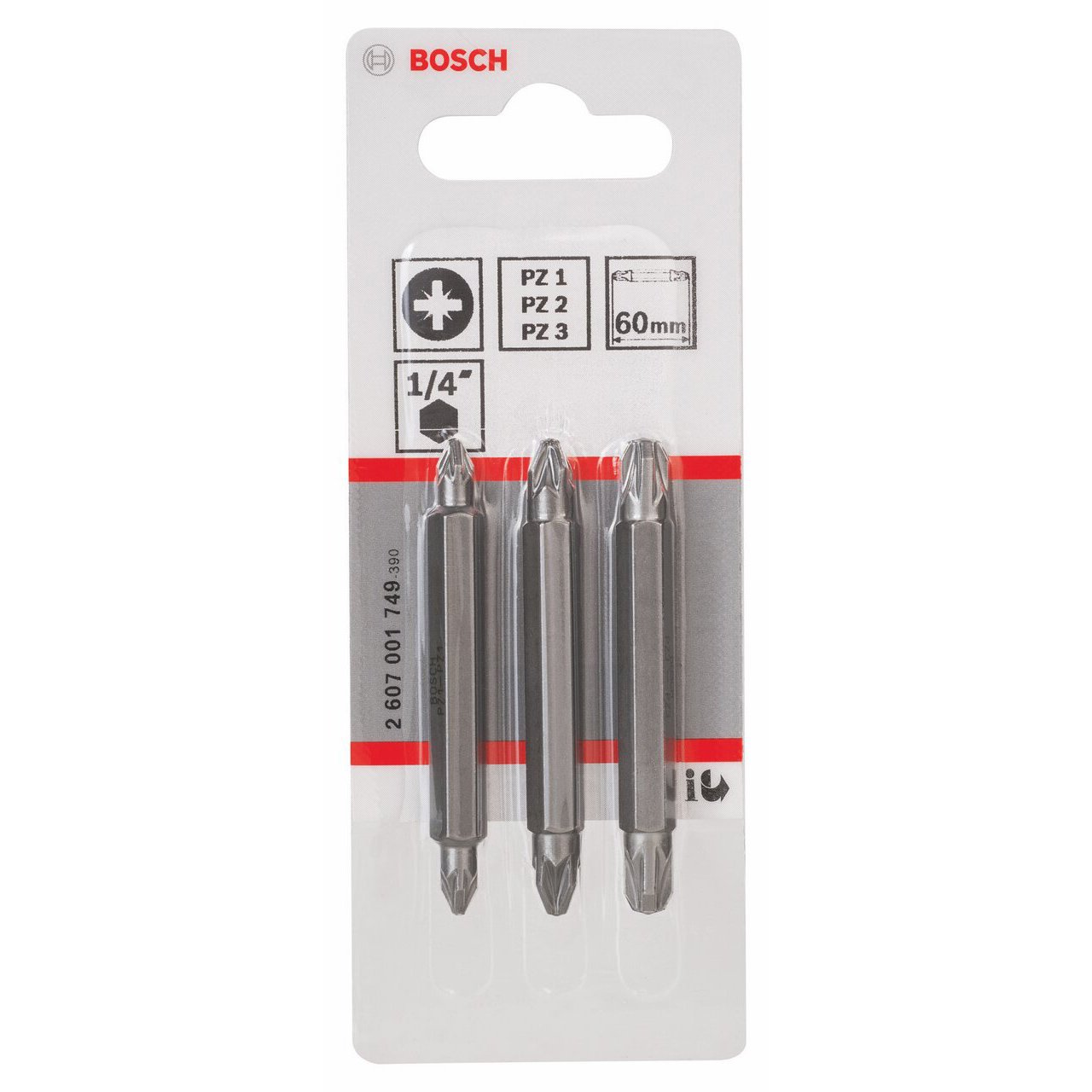 Bosch Embouts de vissage PZ1 PZ2 PZ3 60 mm lot 3