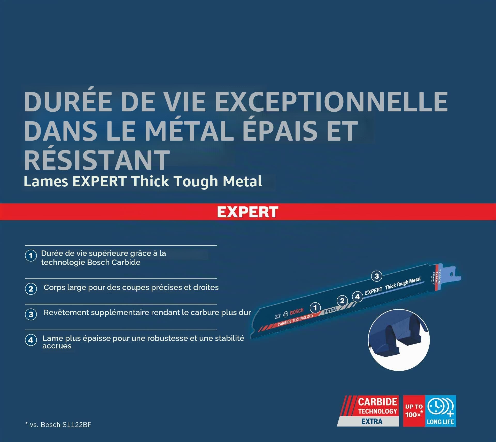 Bosch Expert S 1155 CHC Lame scie sabre 225 mm fonte