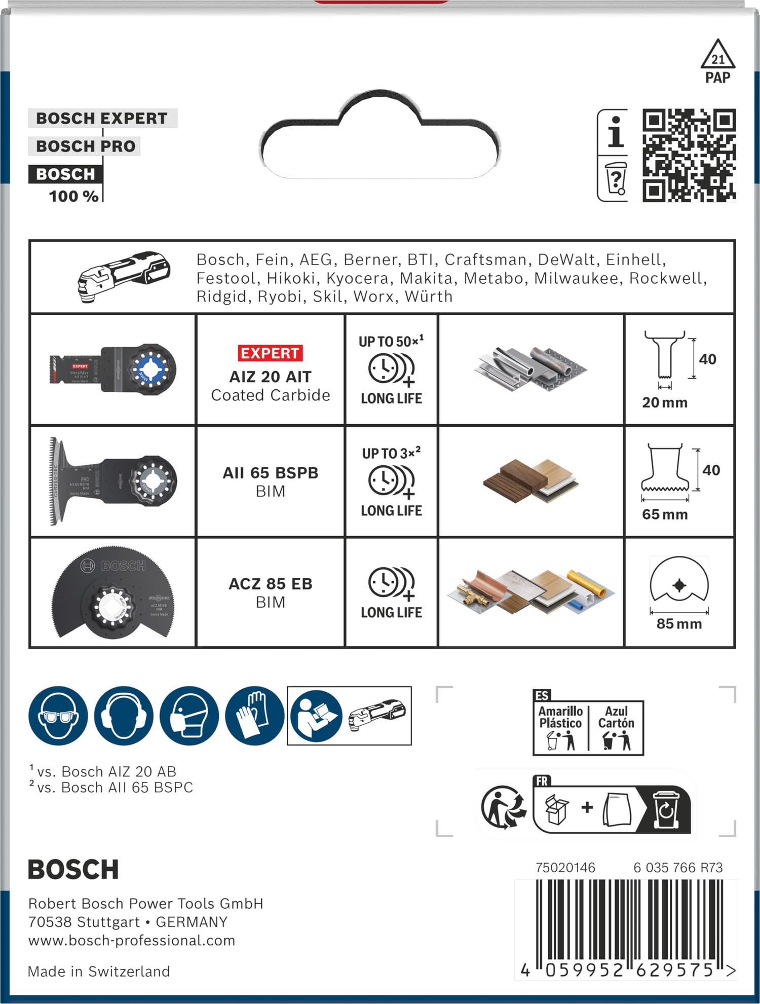 Bosch Starlock lot 3 lames multi-outil bois dur métal