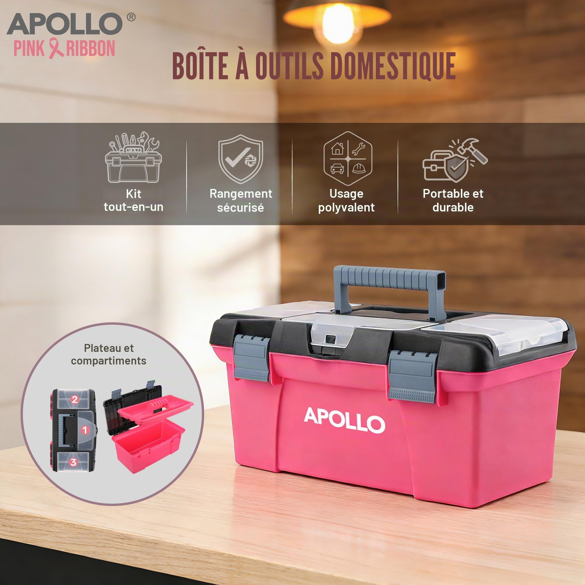 Hi-Spec Tool Kits boîte à outils 170 pièces rose maison
