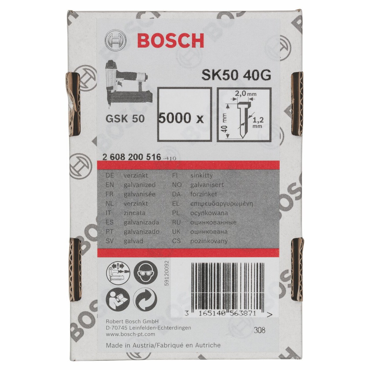 Bosch Pro BN18 clous tête plate 1,2x40 mm 5000 pcs
