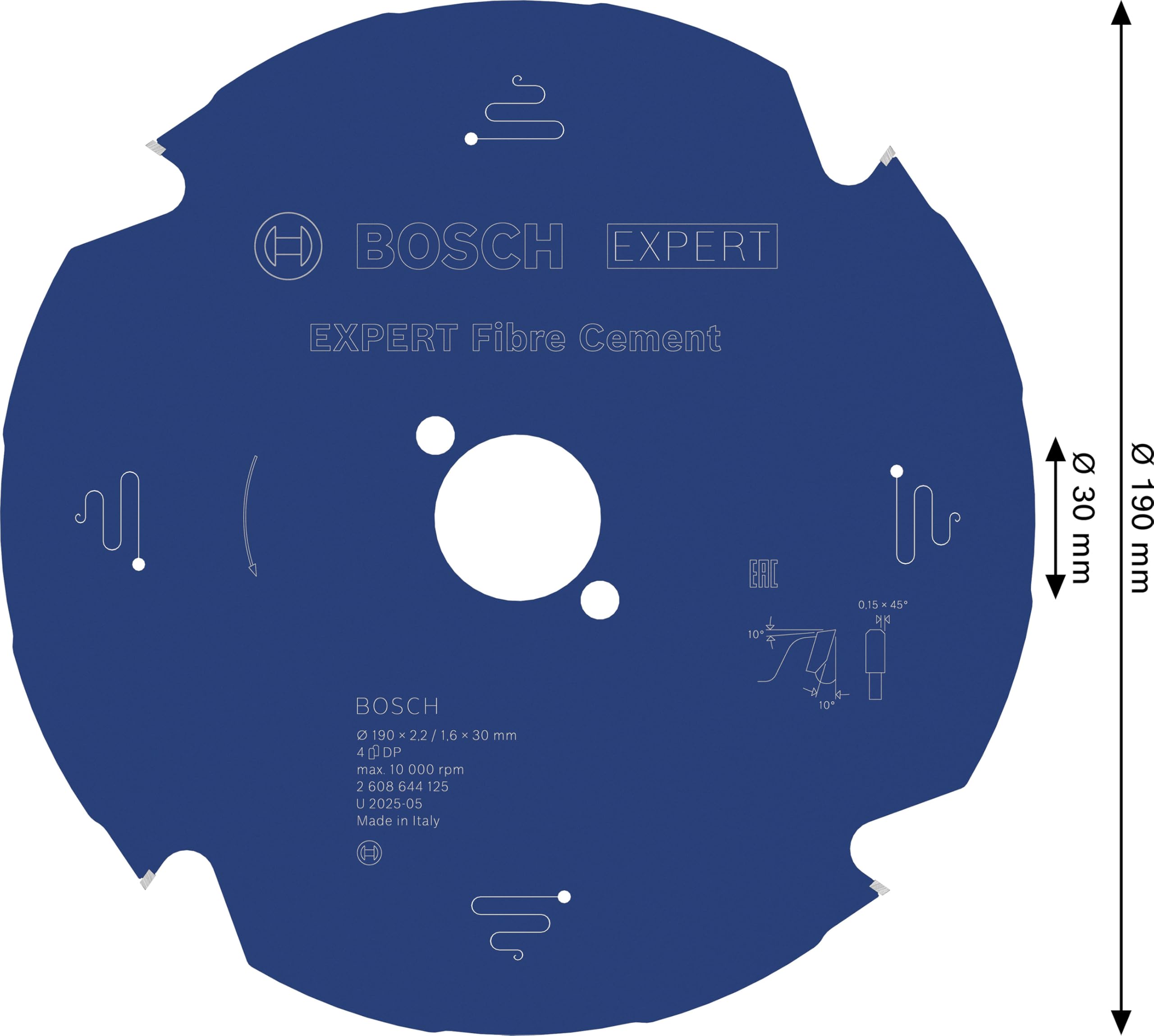 Bosch Lame circulaire EXPERT 190x30 mm fibrociment PCD