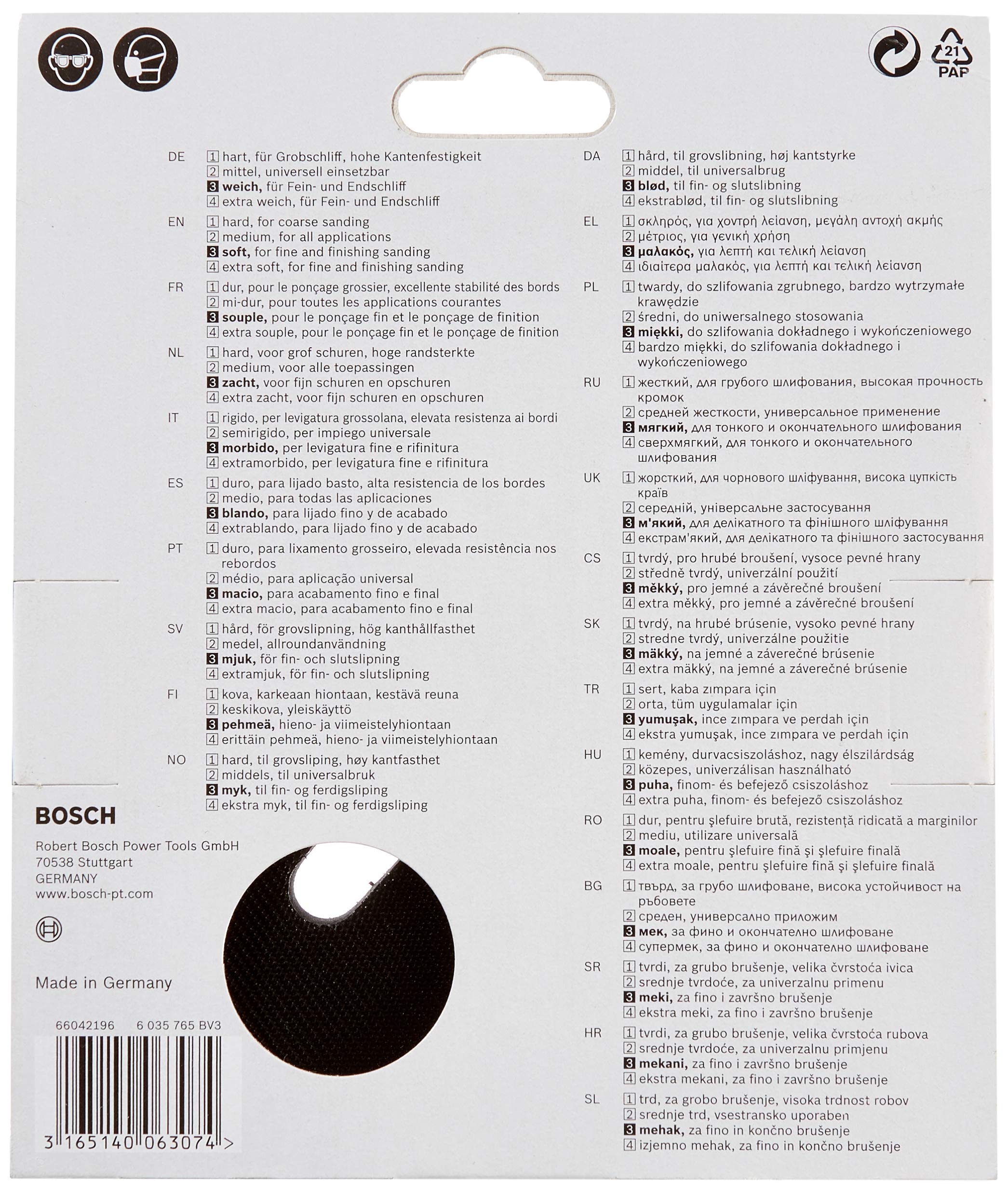 Bosch PRO Plateau de ponçage 6 trous ponceuse excentrique
