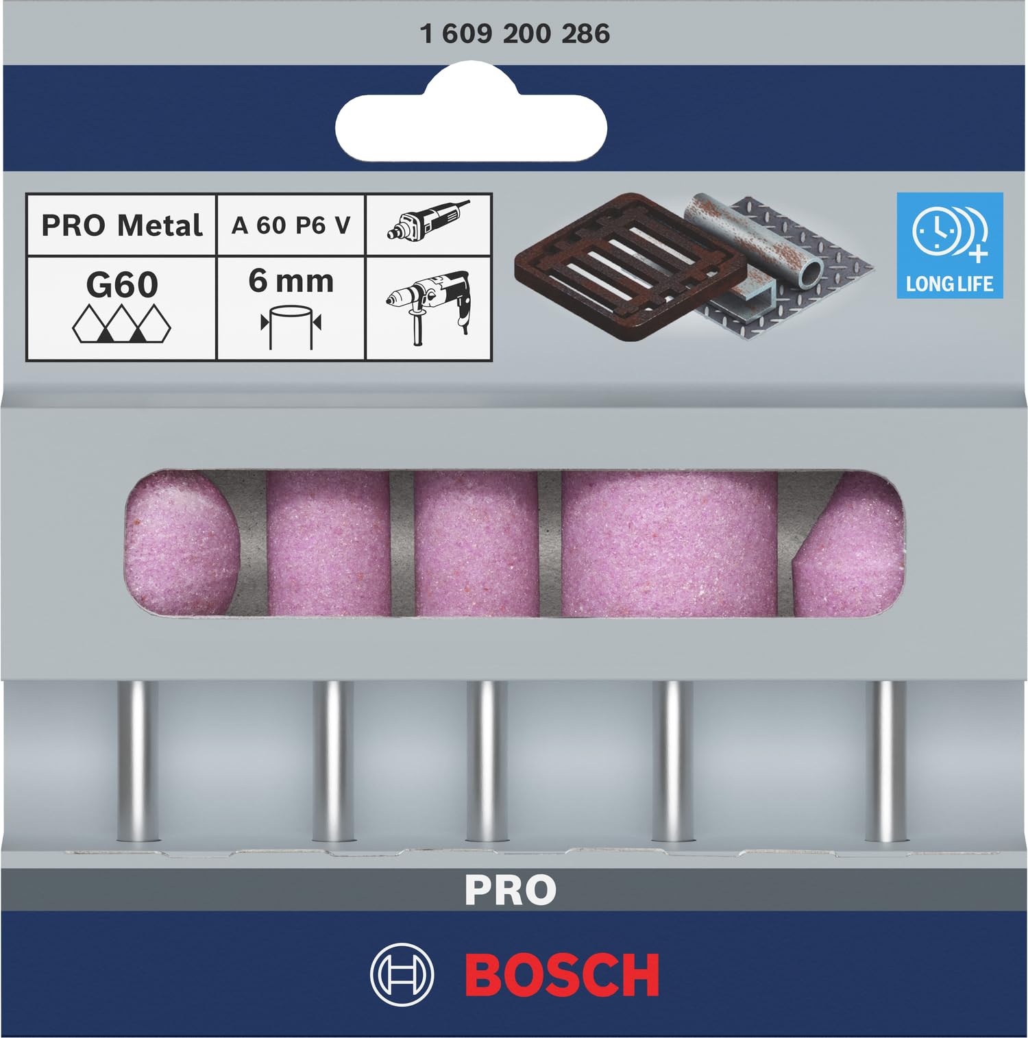 Bosch PRO Steel Set polissage 5 meules sur tige rose
