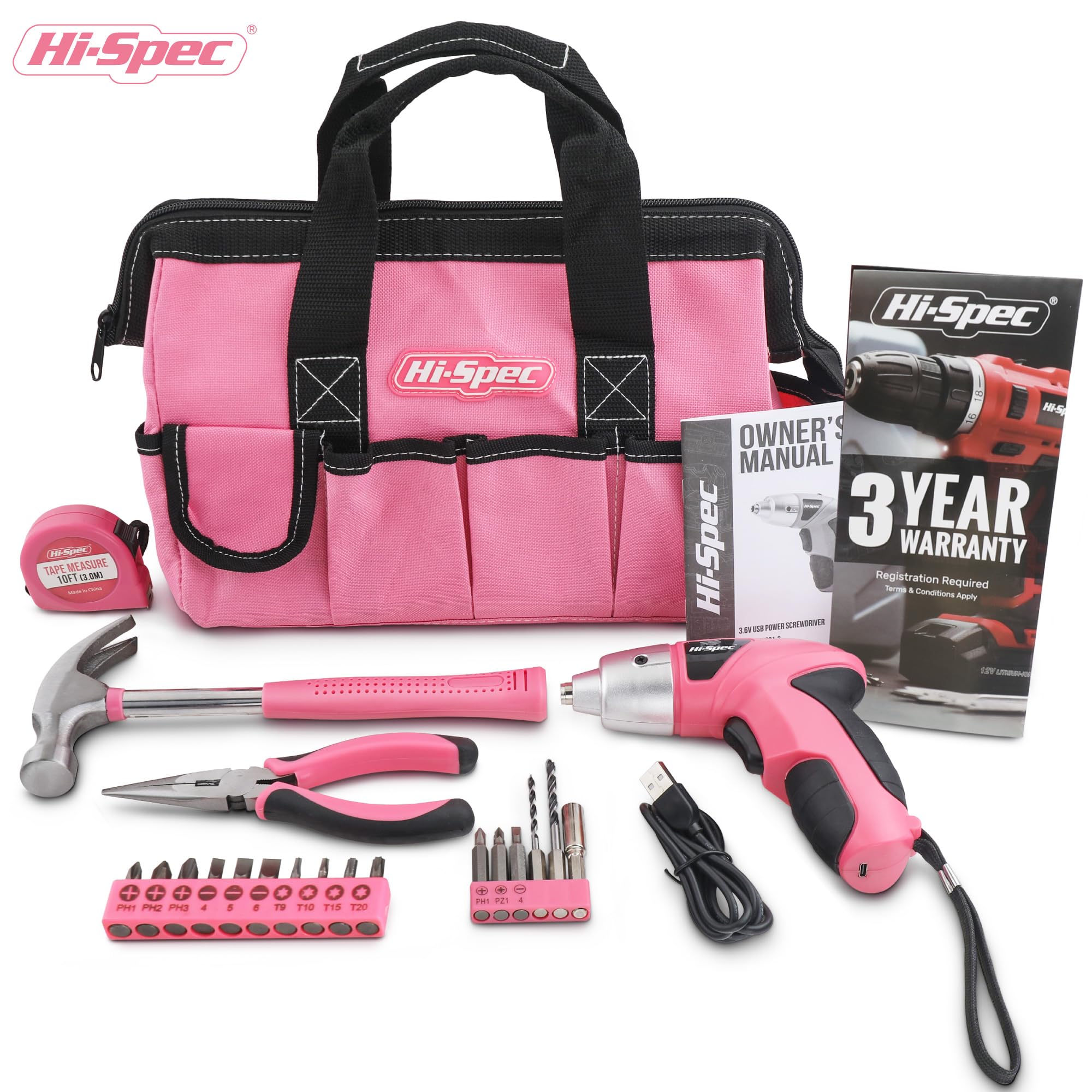 Hi-Spec Tool Kits kit outils rose 34 pièces maison