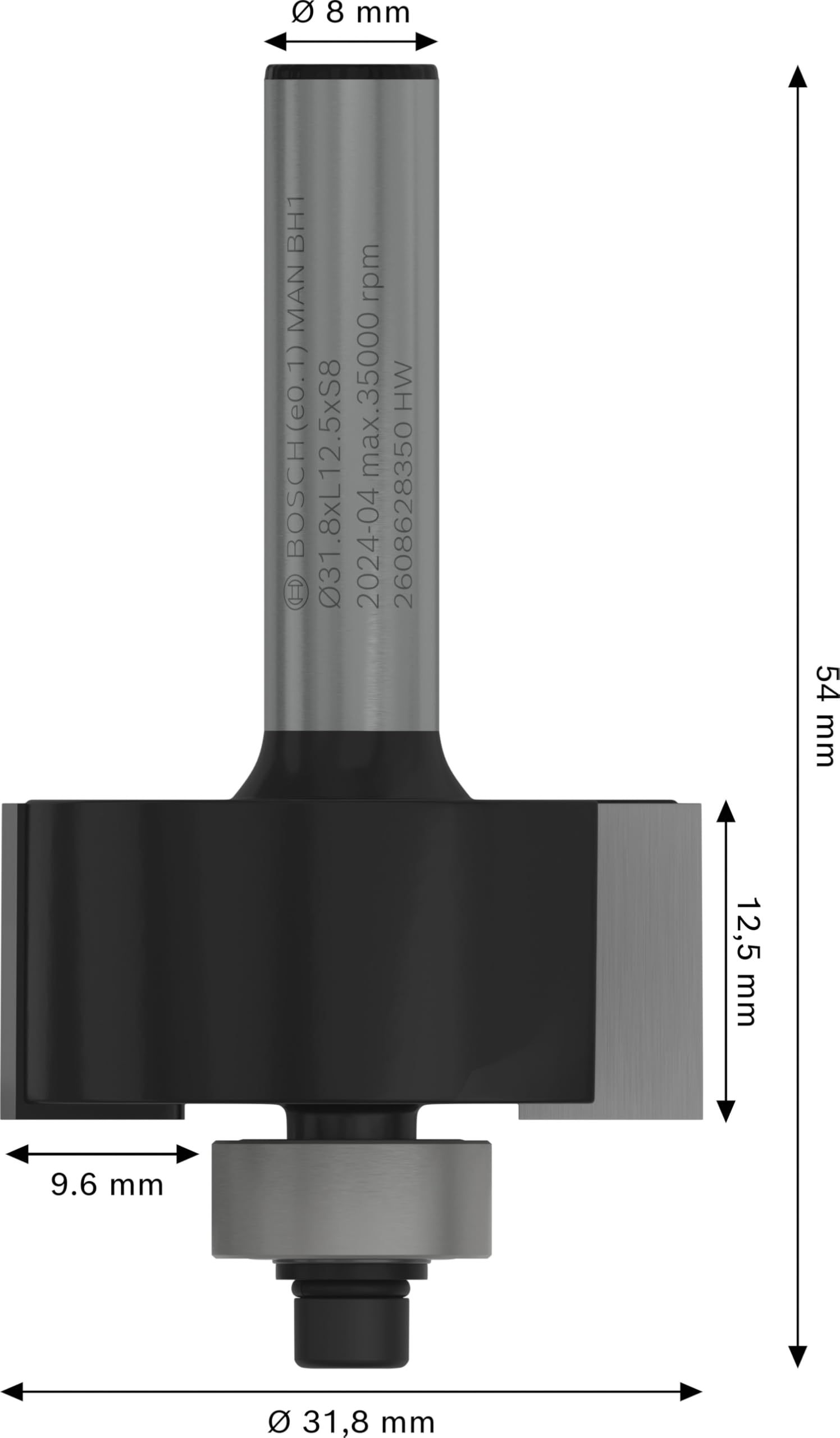 Bosch PRO fraise à feuillurer 8 mm bois dur tendre