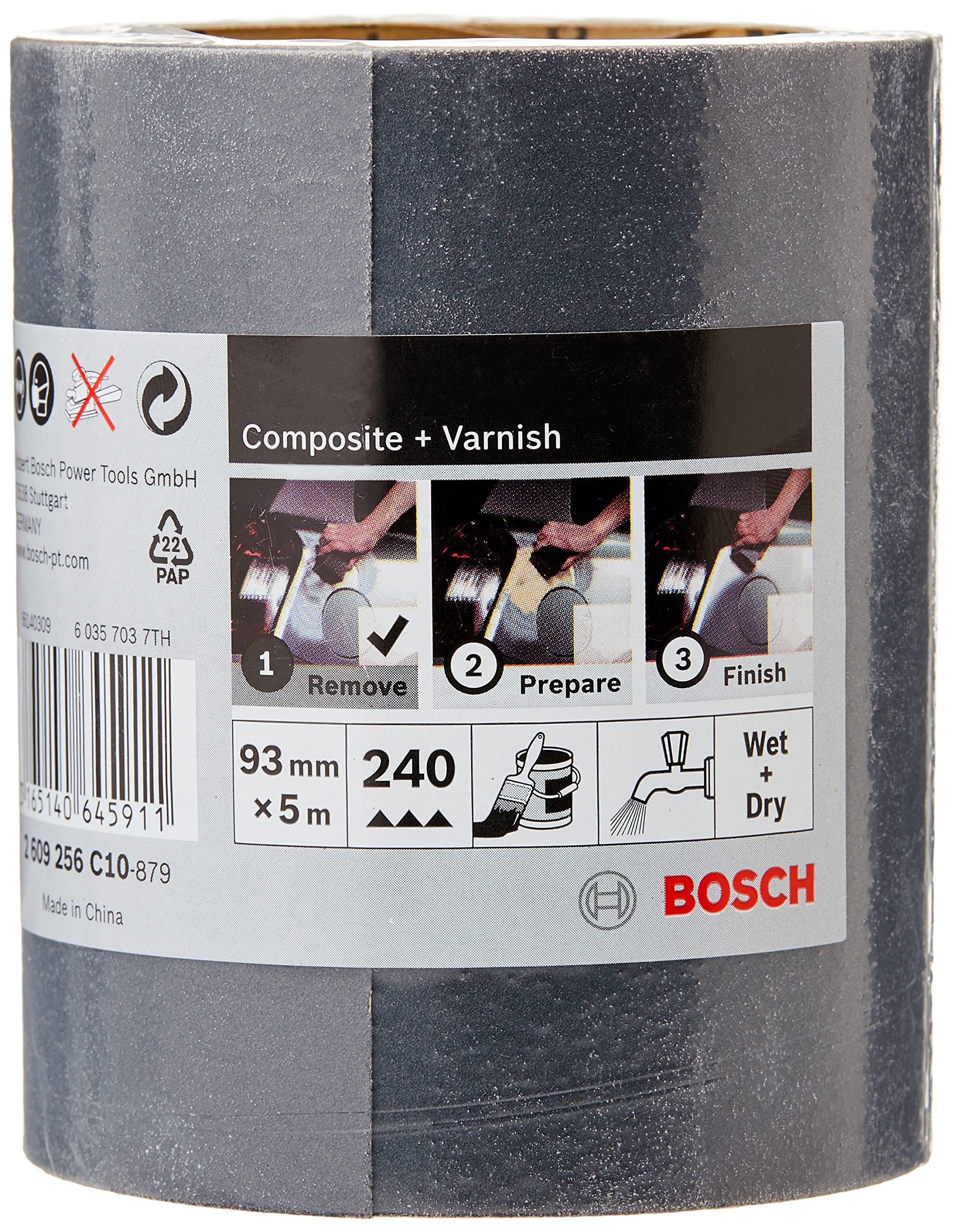 Bosch Rouleau abrasif SiC 93mmx5m P240 pierre verre