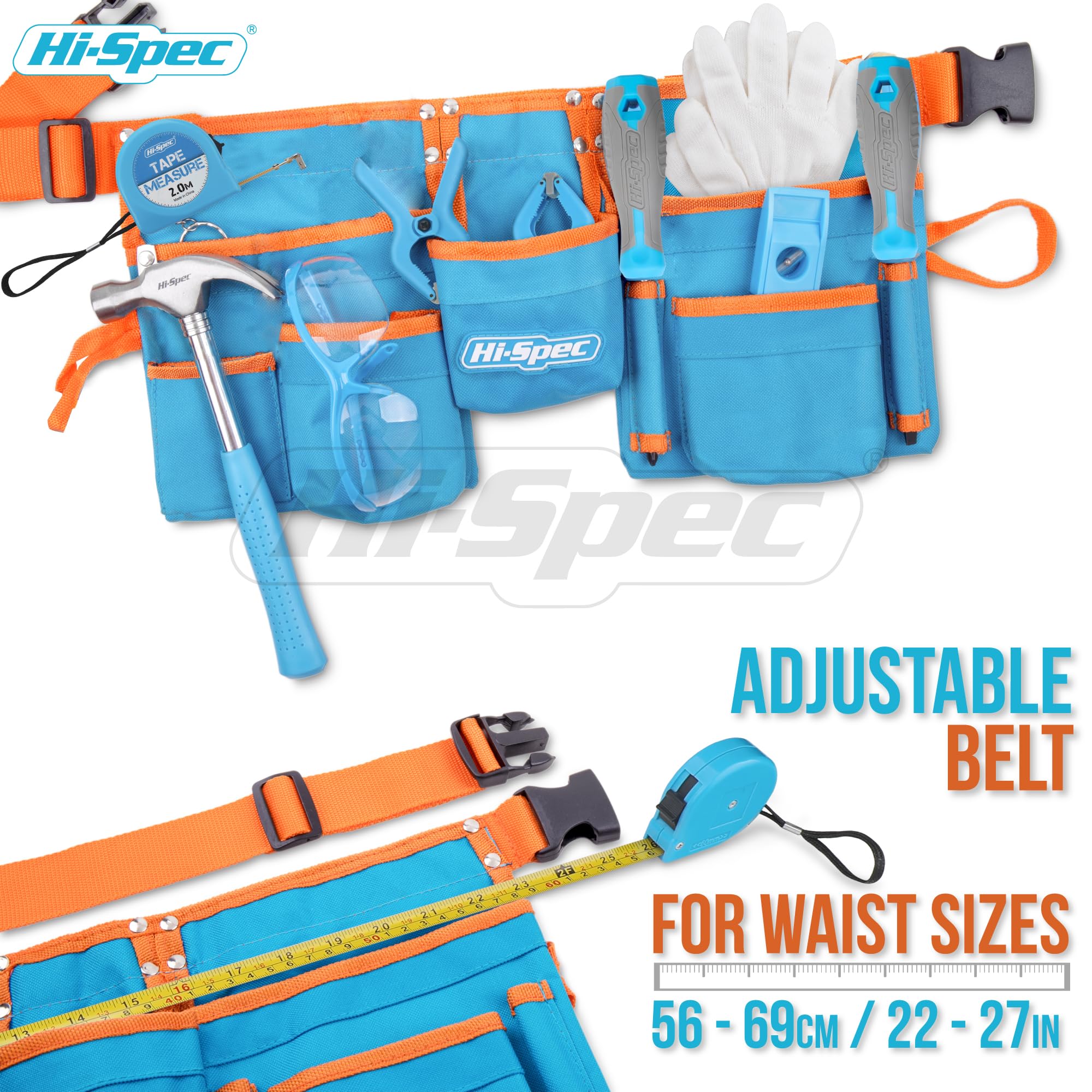Hi-Spec KIDS Series ceinture outils enfant bleue 16p
