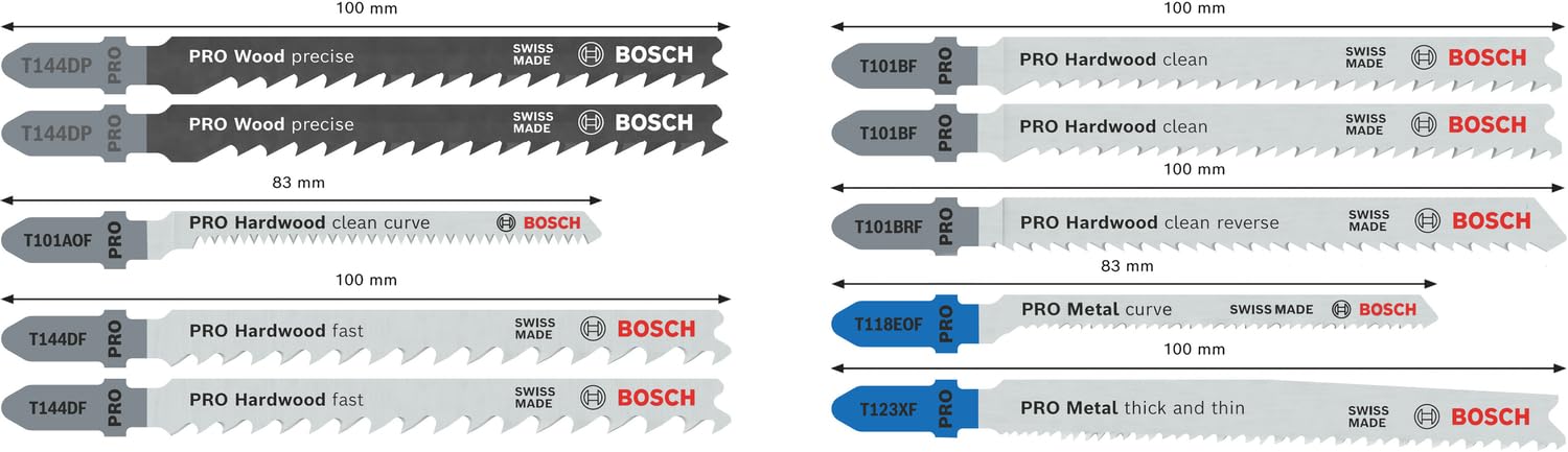 Bosch PRO Wood Metal kit lames scie sauteuse 100 mm lot 10