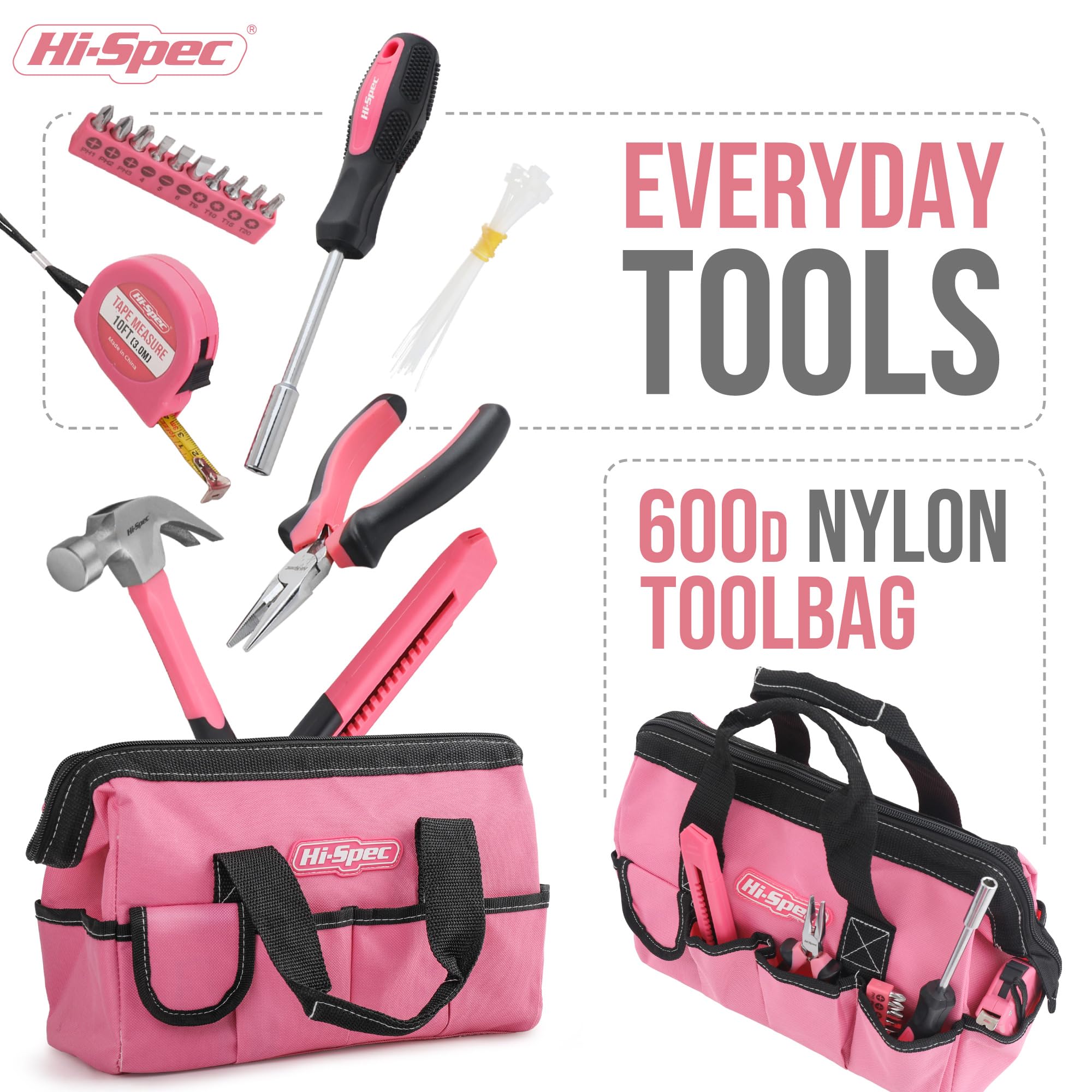 Hi-Spec Tool Kits kit outils 16 pièces rose sac zippé