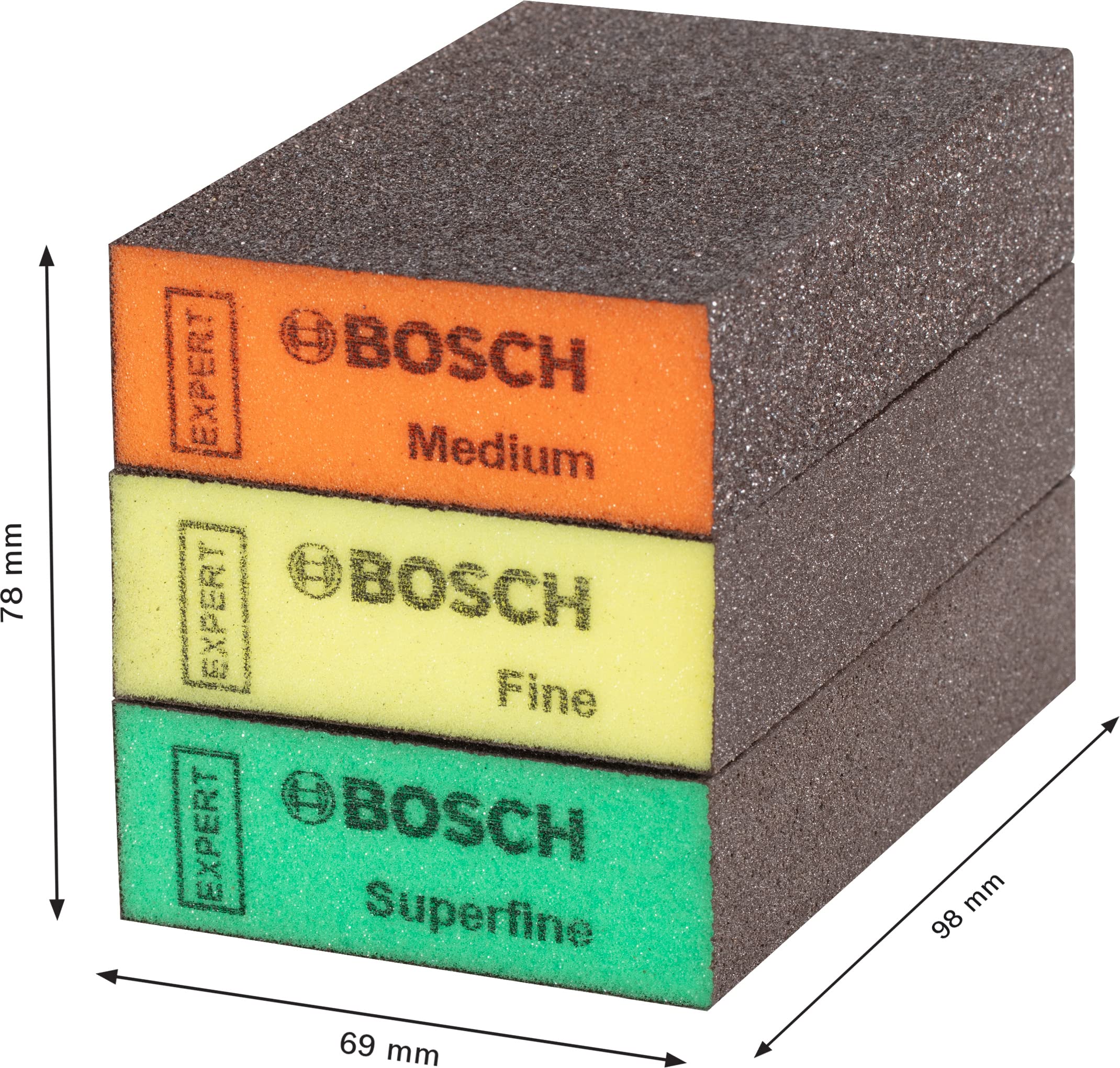 Bosch Expert S471 éponge abrasive 69x97 mm lot 3 grains