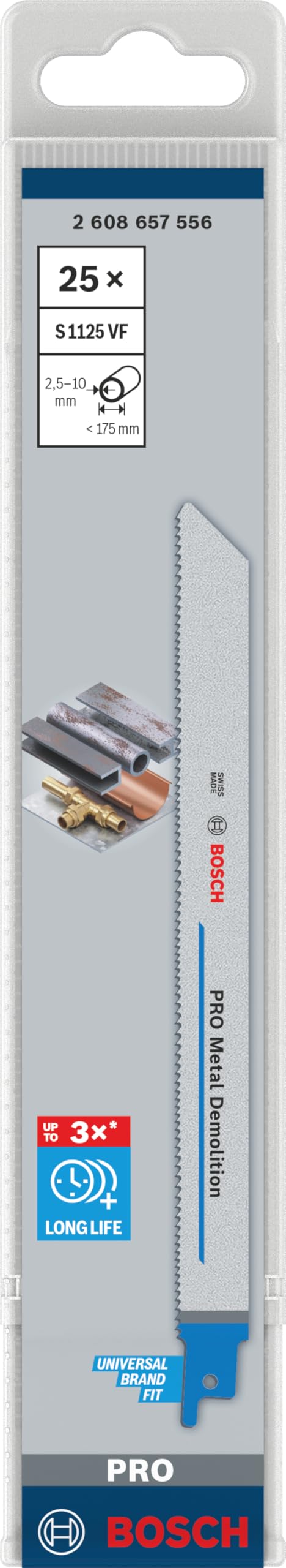 Bosch S1125VF Lame scie sabre 225 mm lot 25 métal